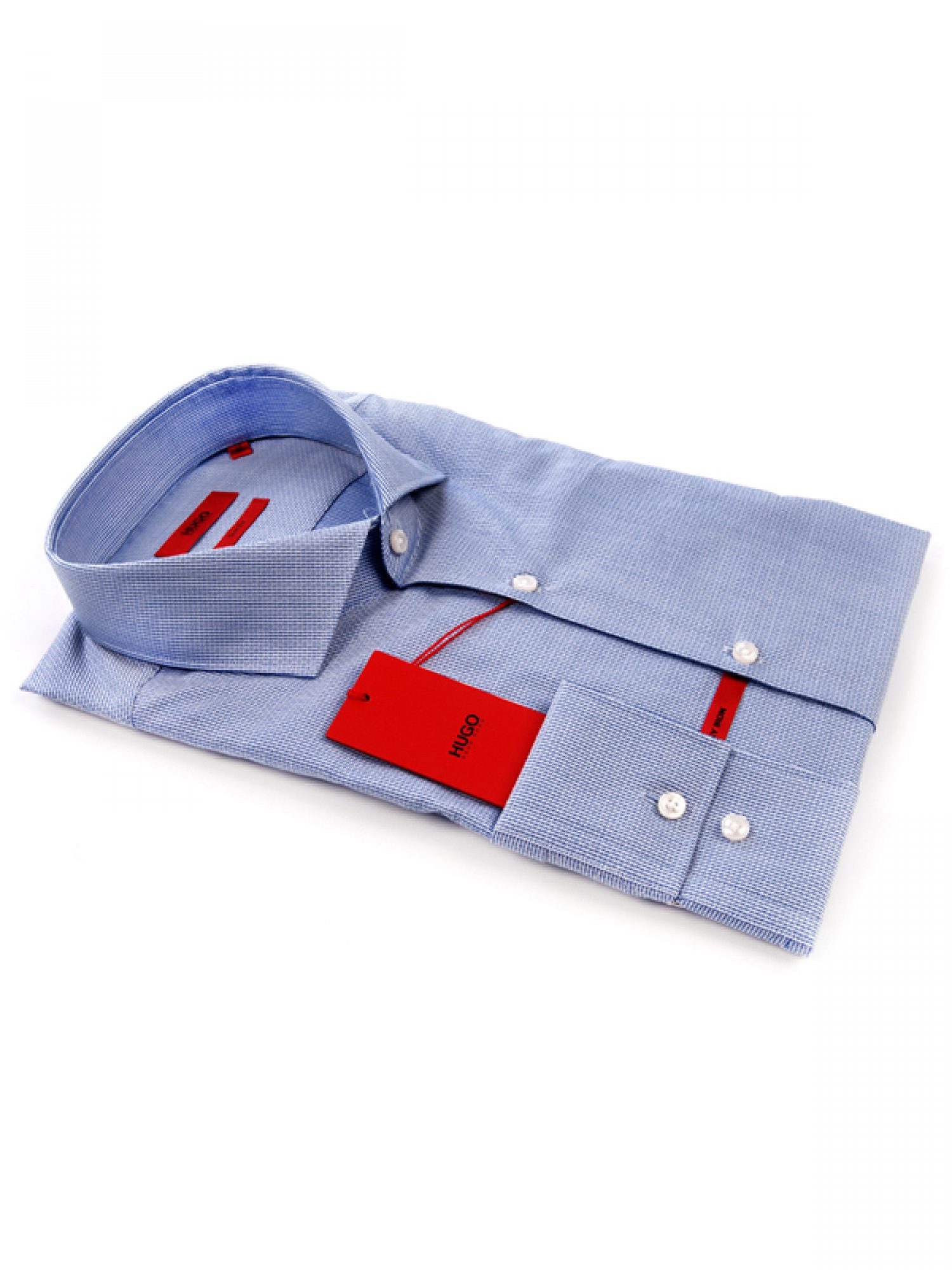 HUGO ΠΟΥΚΑΜΙΣΟ ΜΙΚΡΟΣΧΕΔΙΟ SLIM FIT C-JASON ΣΙΕΛ