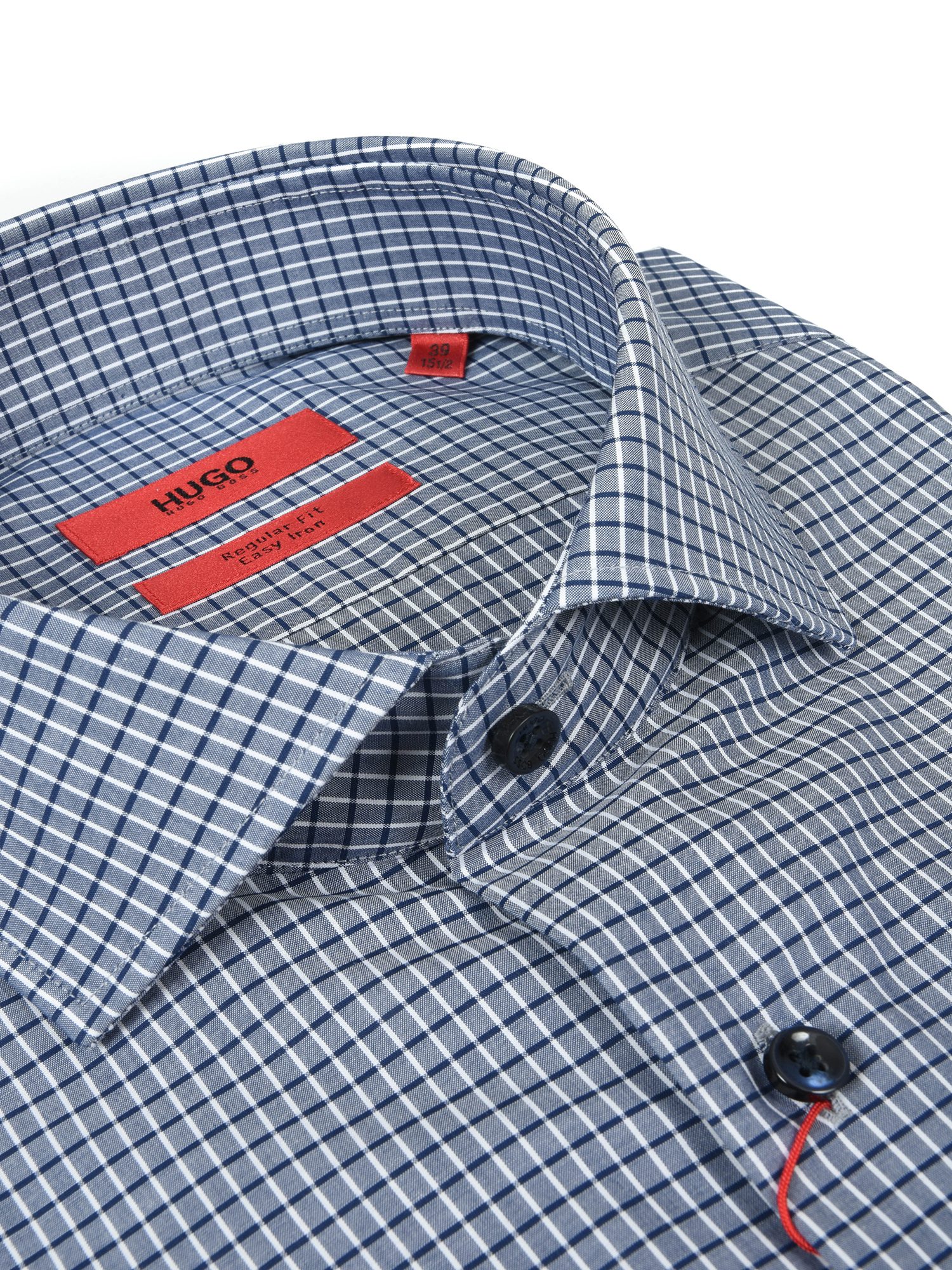 HUGO ΠΟΥΚΑΜΙΣΟ ΚΑΡΩ GORDON REGULAR FIT EASY IRON ΜΠΛΕ