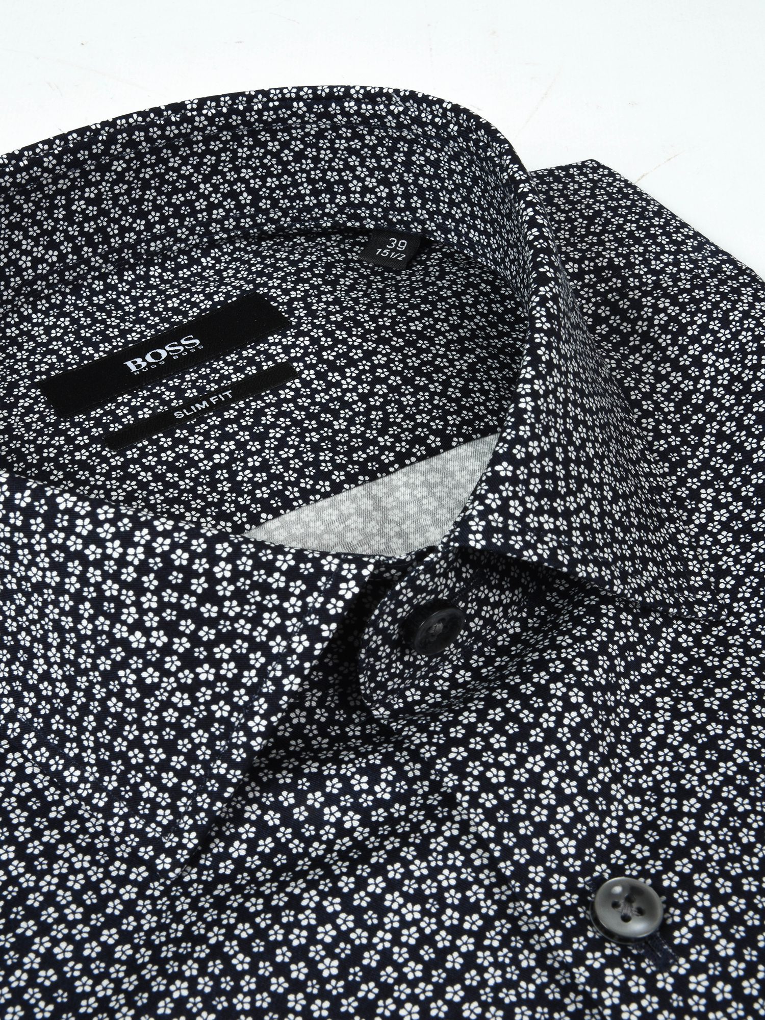 BOSS ΠΟΥΚΑΜΙΣΟ JENNO SLIM FIT ΜΙΚΡΟΣΧΕΔΙΟ NIGHT ΜΠΛΕ φωτογραφία