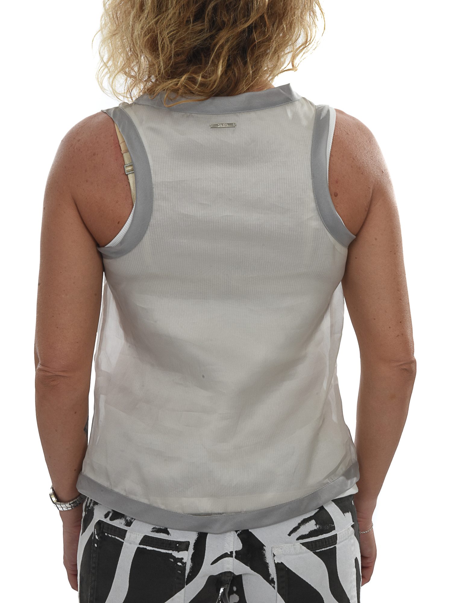 DONDUP TOP CAMICIA BAITY ΓΡΑΜΜΑΤΑ ΔΙΑΦΑΝΕΙΑ ΛΕΥΚΟ