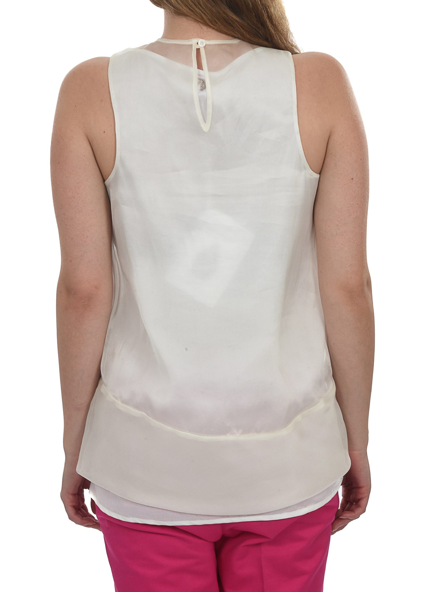 DONDUP TOP CAMICIA GETHE ΣΤΑΜΠΑ ΑΜΑΝΙΚΟ ΛΕΥΚΟ