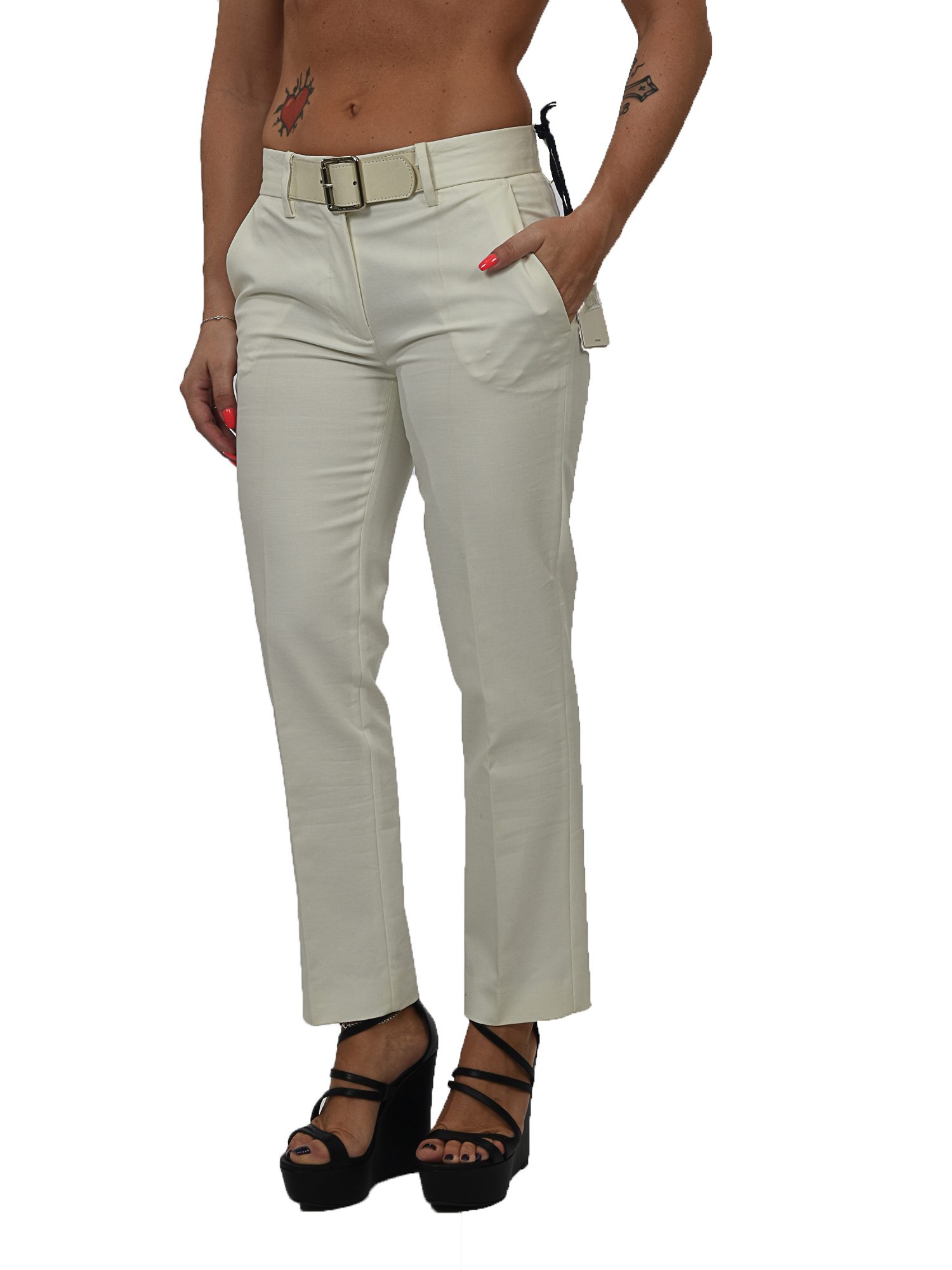 MONCLER ΠΑΝΤΕΛΟΝΙ CHINO ΖΩΝΗ ΥΠΟΛΕΥΚΟ