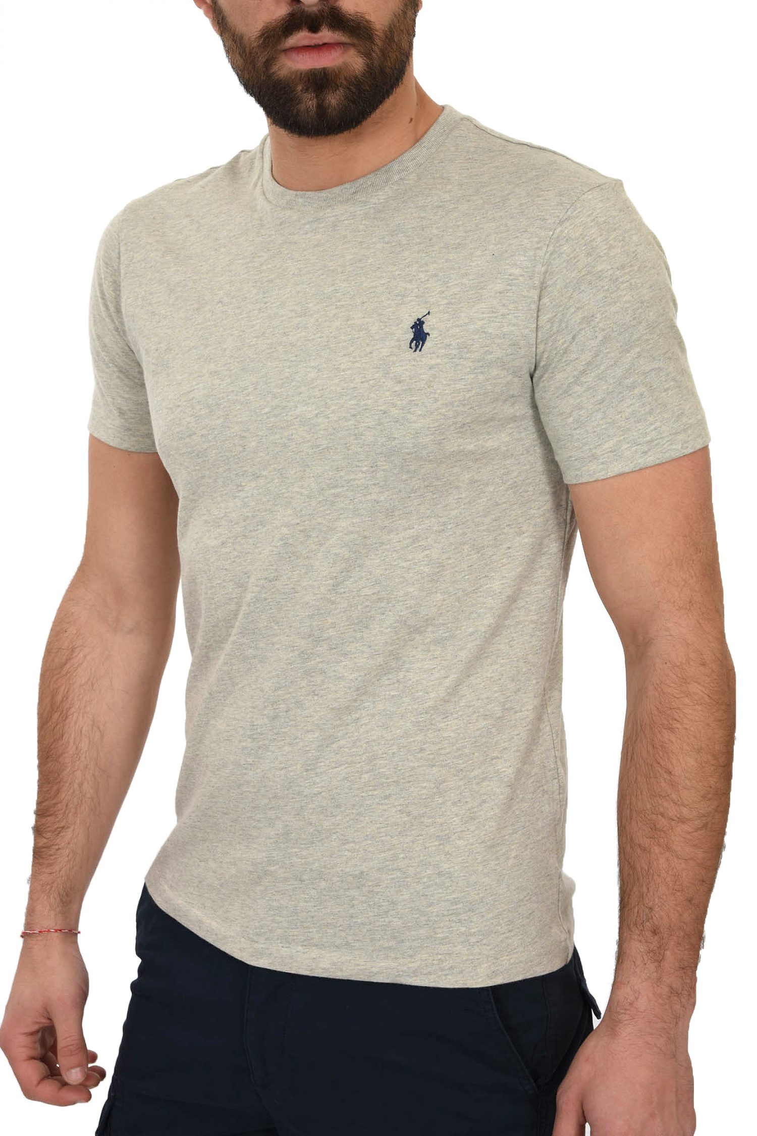 RALPH LAUREN T-SHIRT LOGO CUSTOM SLIM FIT BSR ΓΚΡΙ φωτογραφία