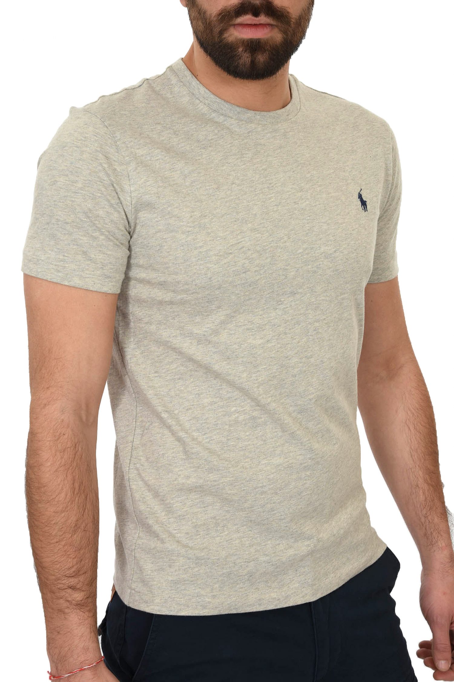 RALPH LAUREN T-SHIRT LOGO CUSTOM SLIM FIT BSR ΓΚΡΙ φωτογραφία