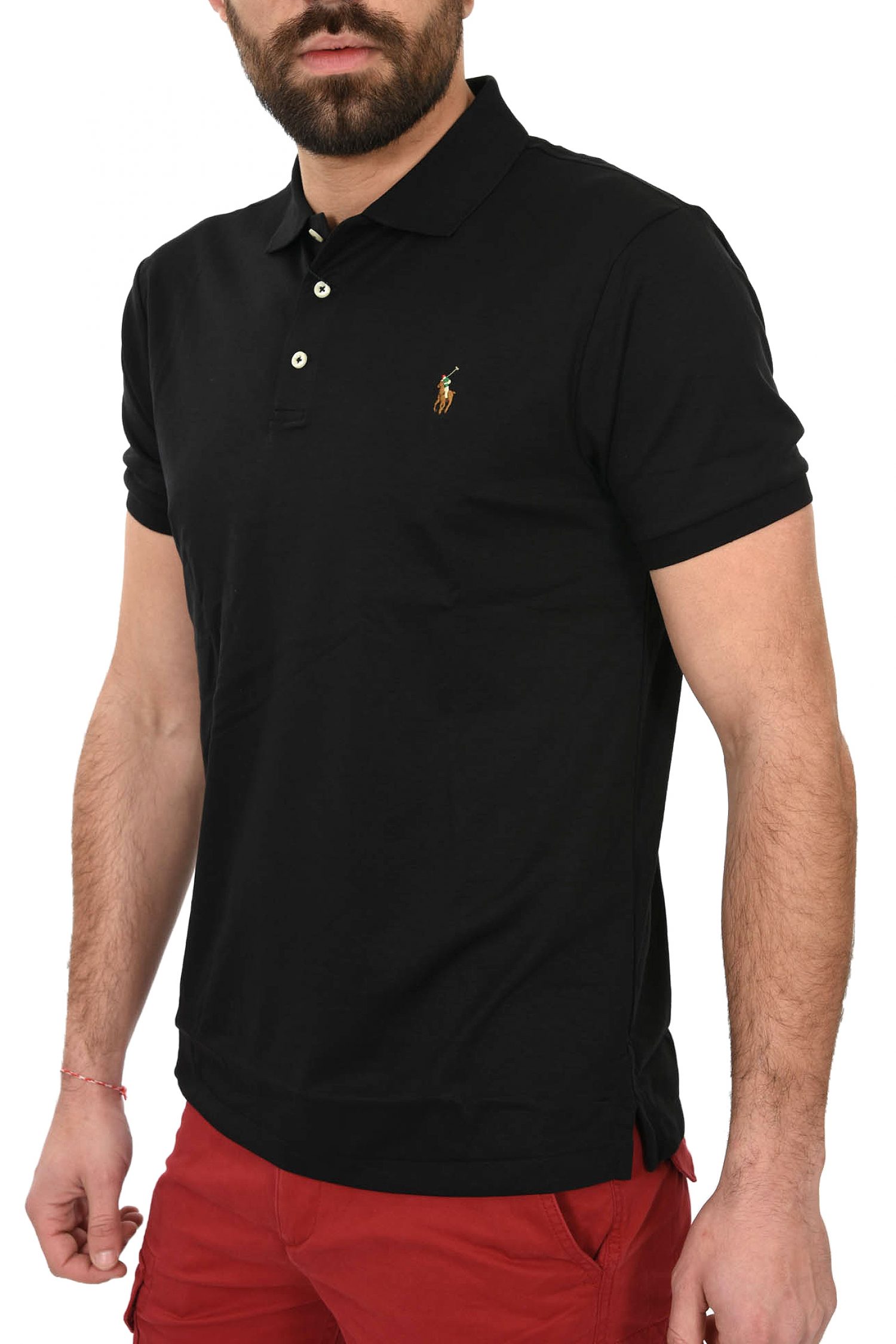 RALPH LAUREN POLO INTERLOCK SLIM FIT BSR ΜΑΥΡΟ