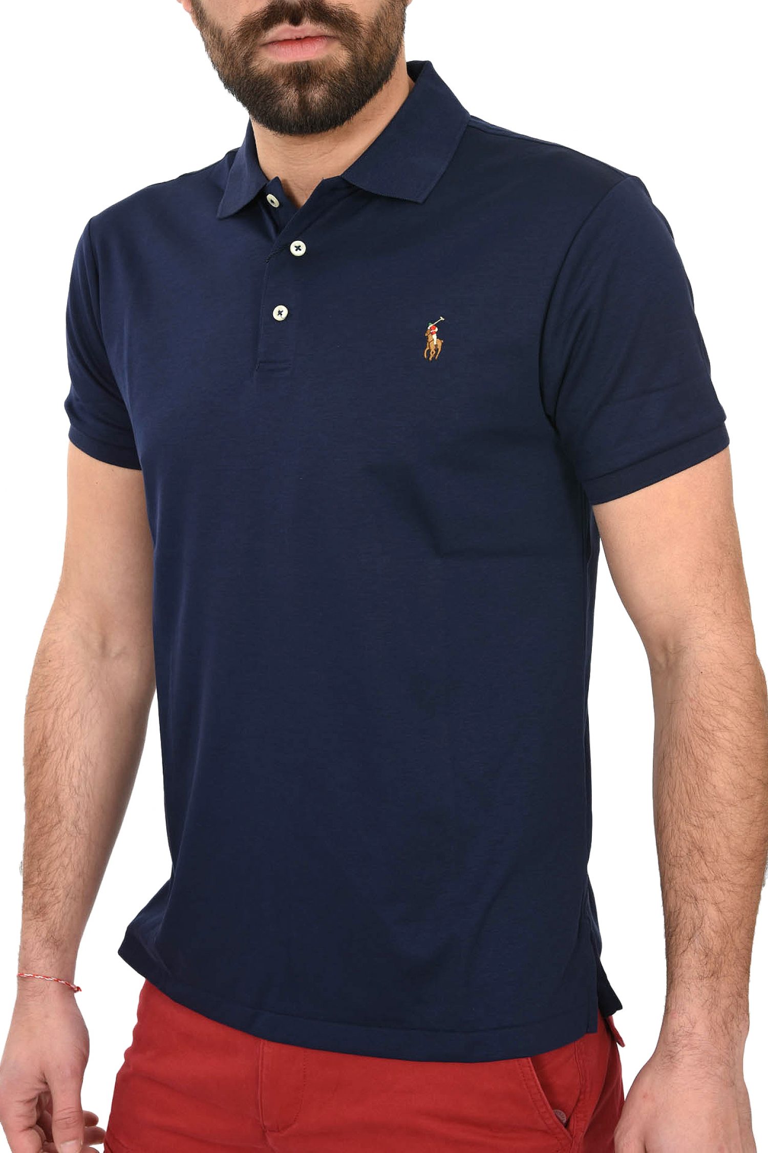 RALPH LAUREN POLO INTERLOCK SLIM FIT BSR ΜΠΛΕ