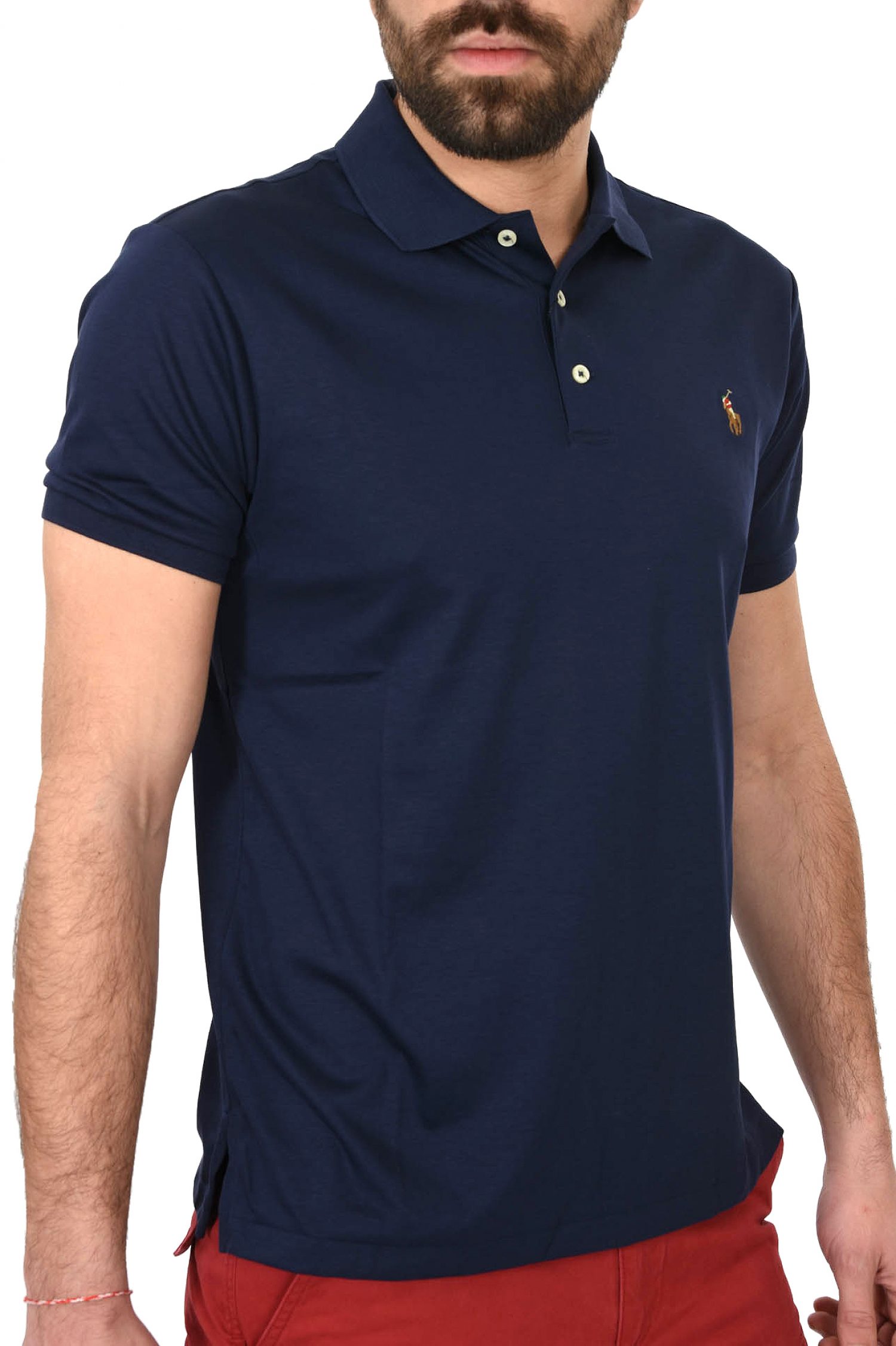 RALPH LAUREN POLO INTERLOCK SLIM FIT BSR ΜΠΛΕ