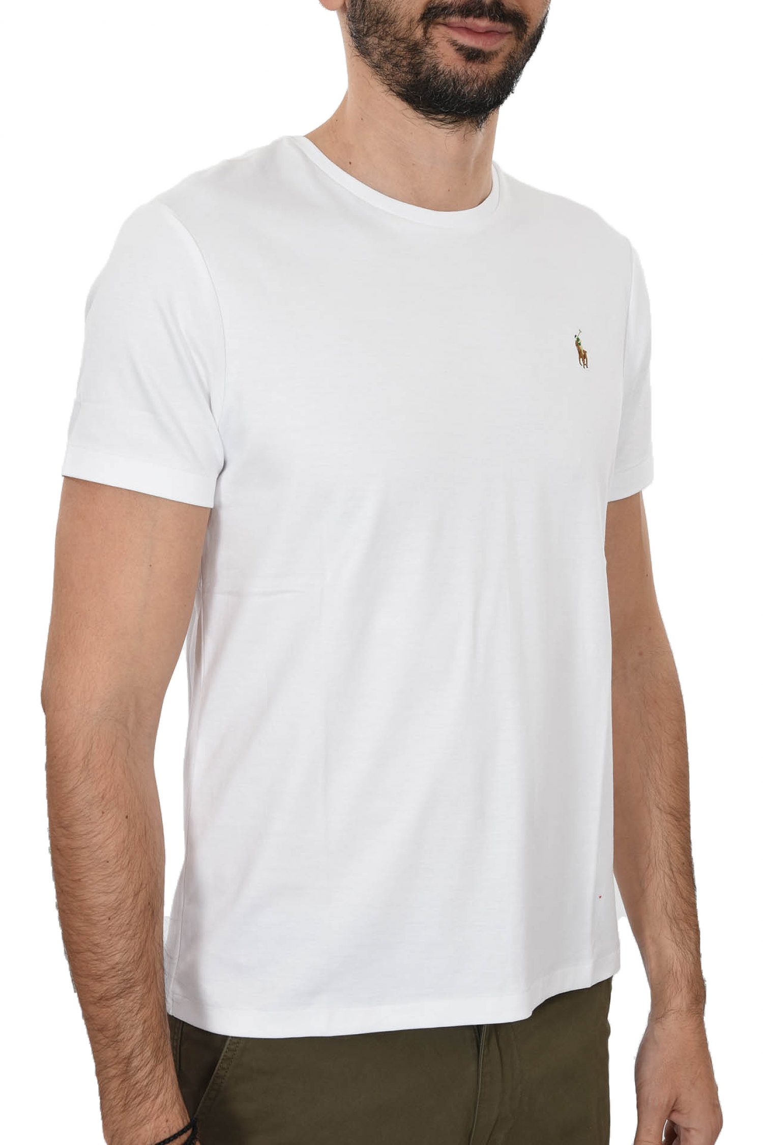 RALPH LAUREN T-SHIRT INTERLOCK LOGO CUSTOM SLIM FIT ΛΕΥΚΟ φωτογραφία