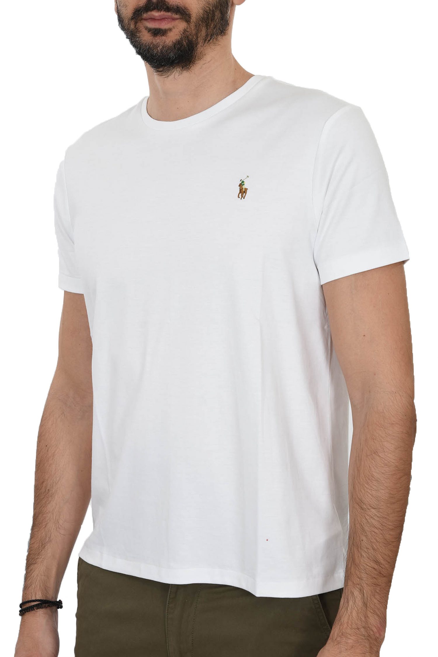 RALPH LAUREN T-SHIRT INTERLOCK LOGO CUSTOM SLIM FIT ΛΕΥΚΟ φωτογραφία