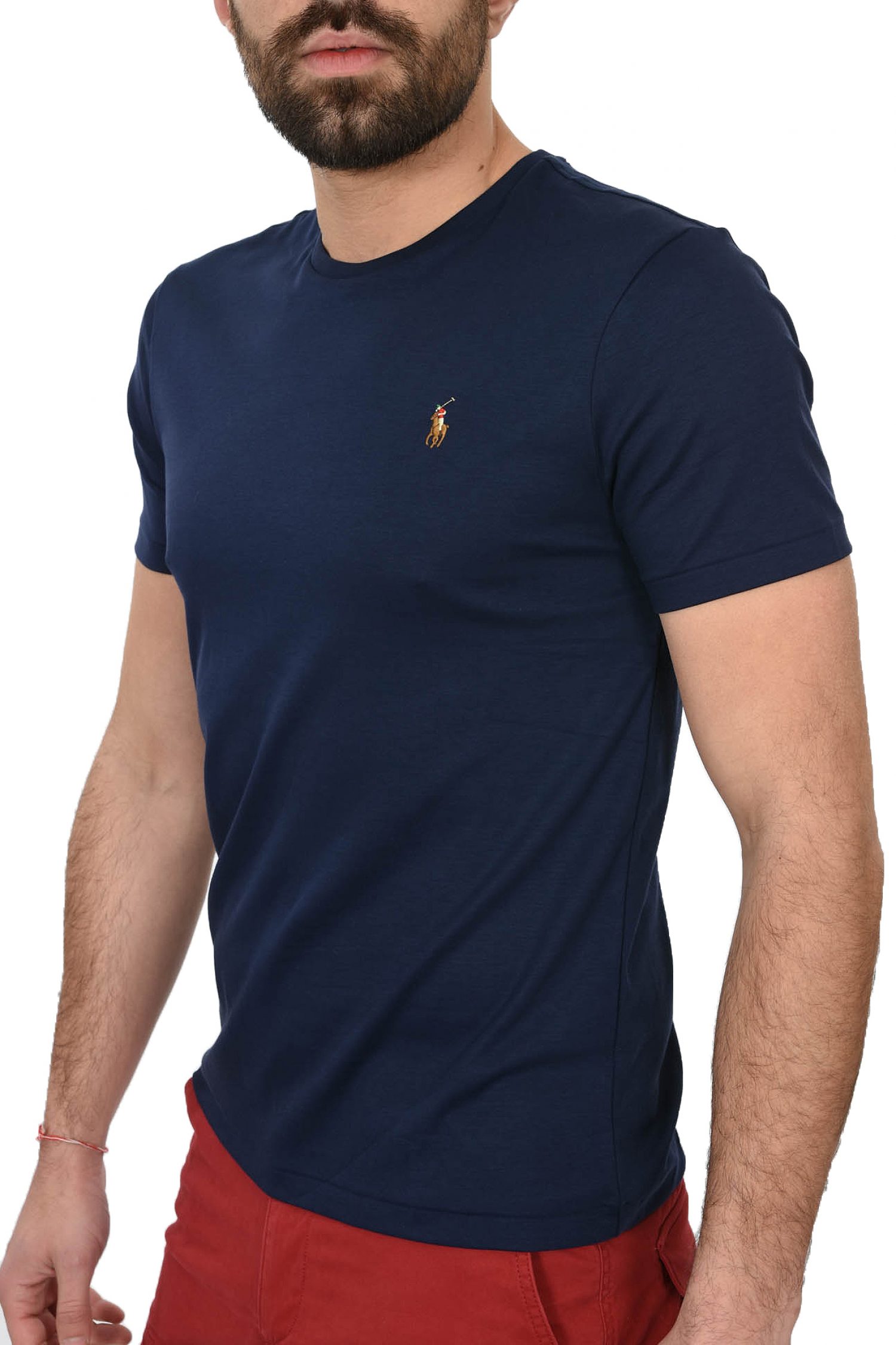 RALPH LAUREN T-SHIRT LOGO CUSTOM SLIM FIT ΜΠΛΕ φωτογραφία