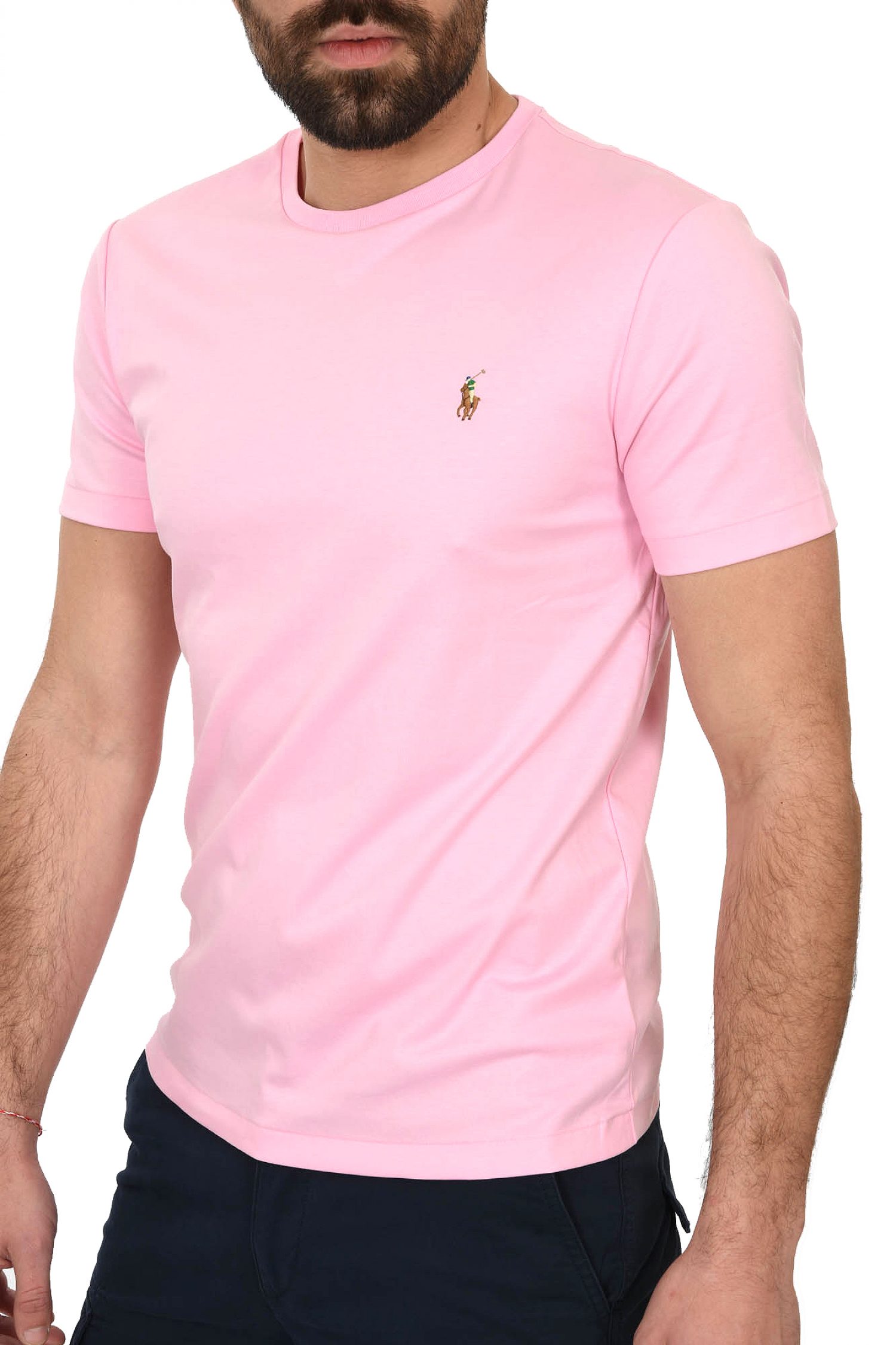 RALPH LAUREN T-SHIRT LOGO CUSTOM SLIM FIT ΡΟΖ