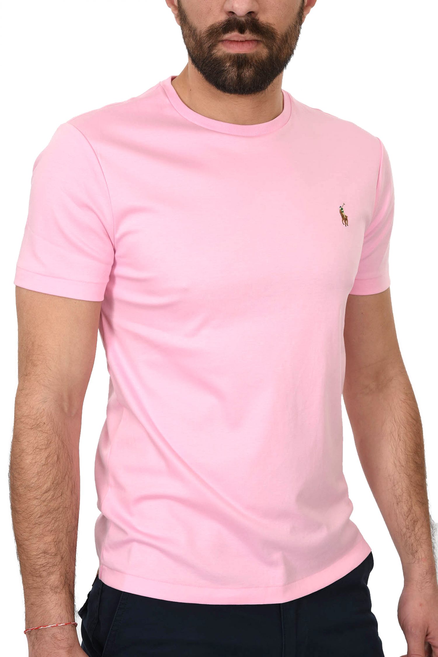 RALPH LAUREN T-SHIRT LOGO CUSTOM SLIM FIT ΡΟΖ