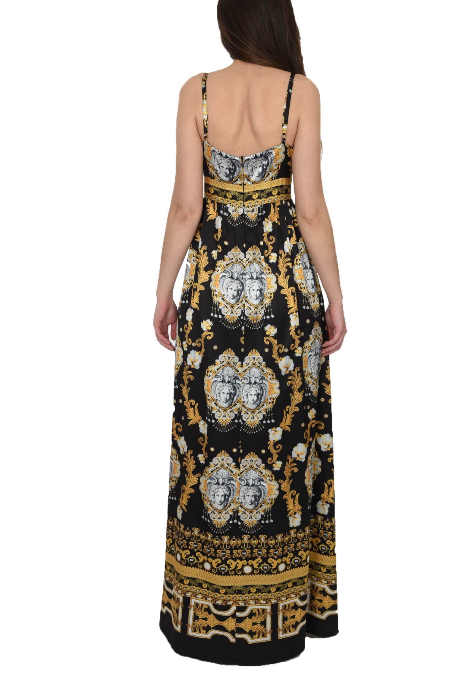 TWINS ΦΟΡΕΜΑ ΜΑΚΡΥ ΤΙΡΑΝΤΕ V-NECK ΕΜΠΡΙΜΕ ΜΑΥΡΟ