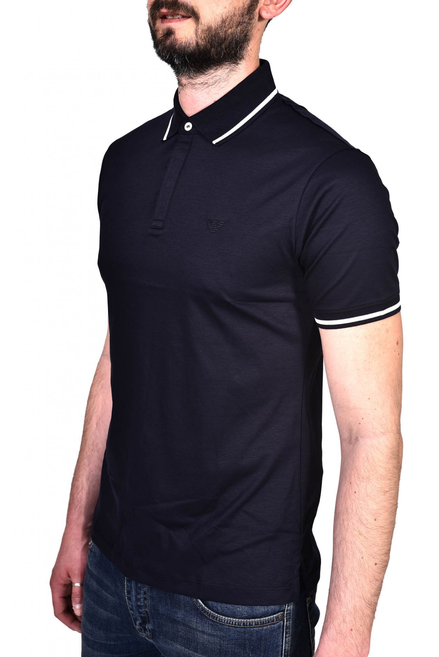 EMPORIO ARMANI POLO LOGO ΡΙΓΑ ΓΙΑΚΑ ΜΠΛΕ φωτογραφία