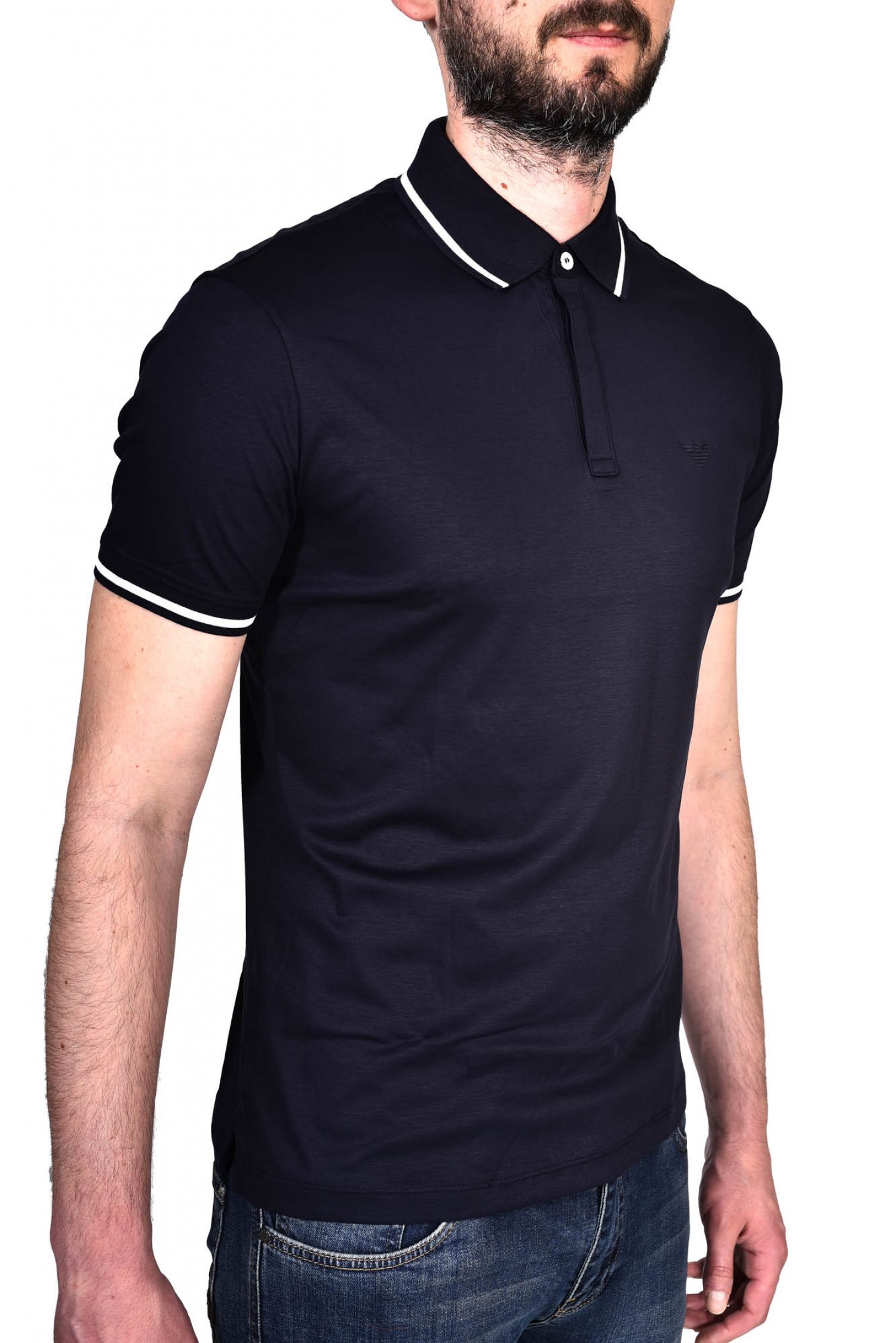 EMPORIO ARMANI POLO LOGO ΡΙΓΑ ΓΙΑΚΑ ΜΠΛΕ φωτογραφία