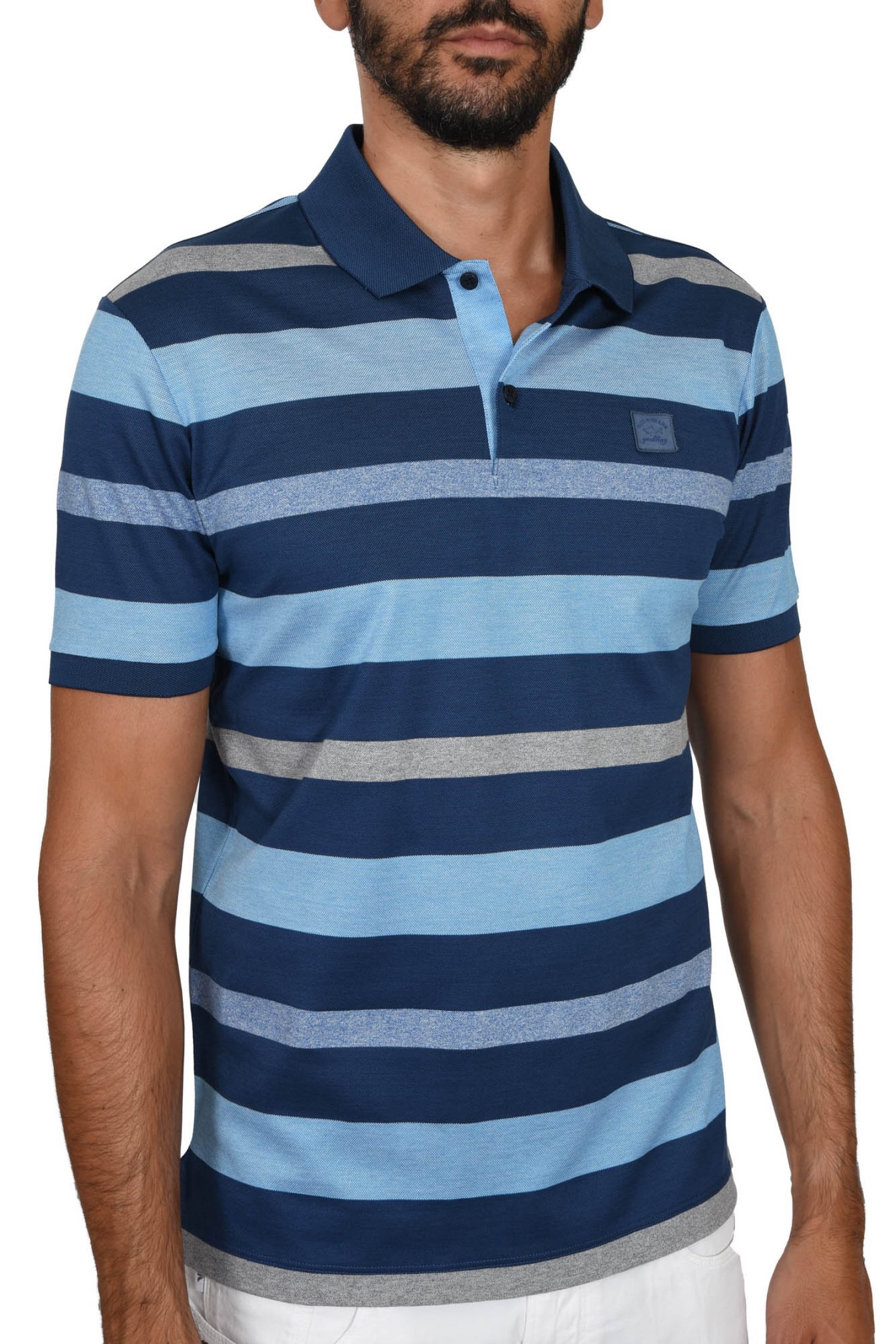 PAUL&SHARK POLO ΡΙΓΕ LOGO DOUBLE MERCERIZED ΣΙΕΛ φωτογραφία
