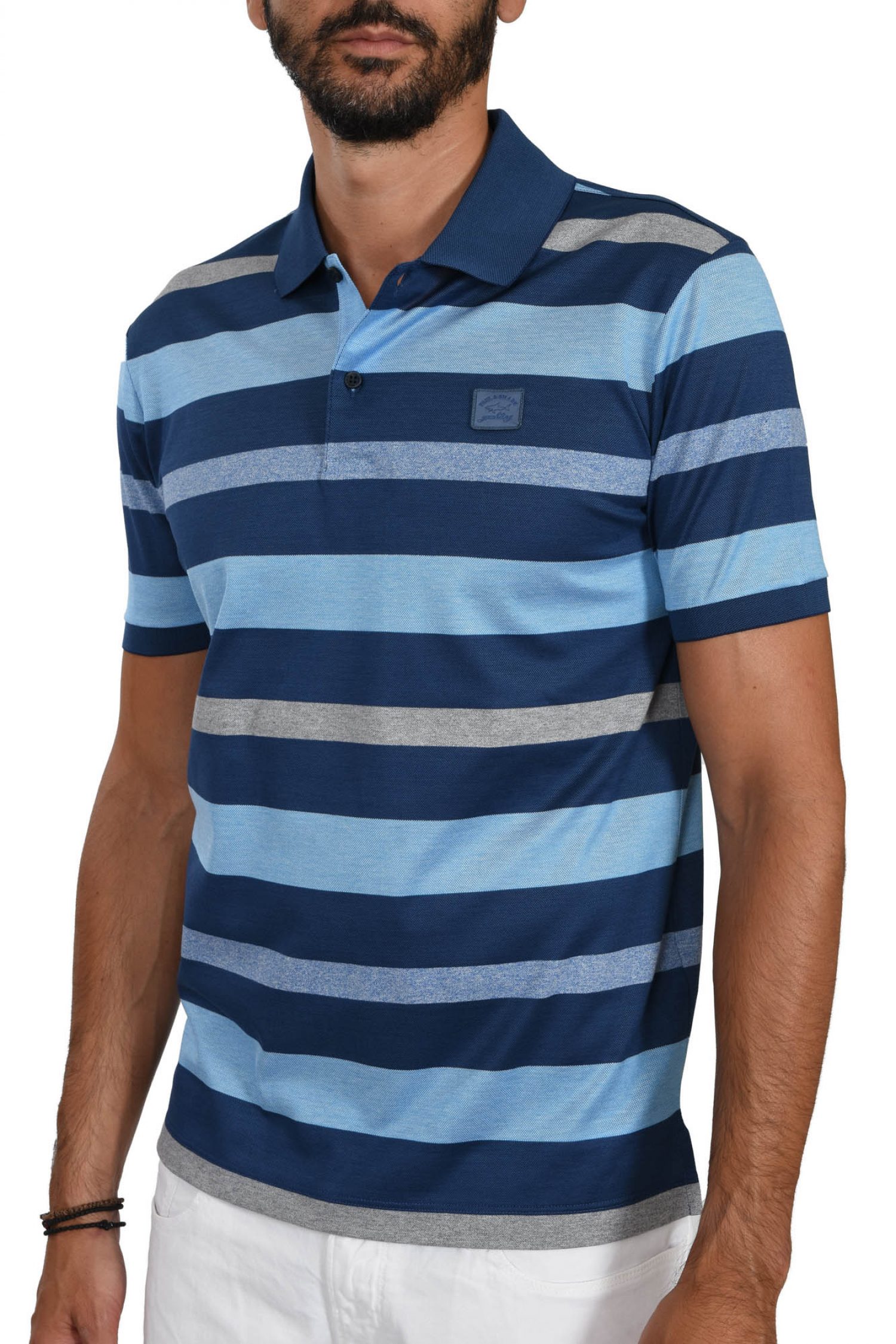 PAUL&SHARK POLO ΡΙΓΕ LOGO DOUBLE MERCERIZED ΣΙΕΛ φωτογραφία