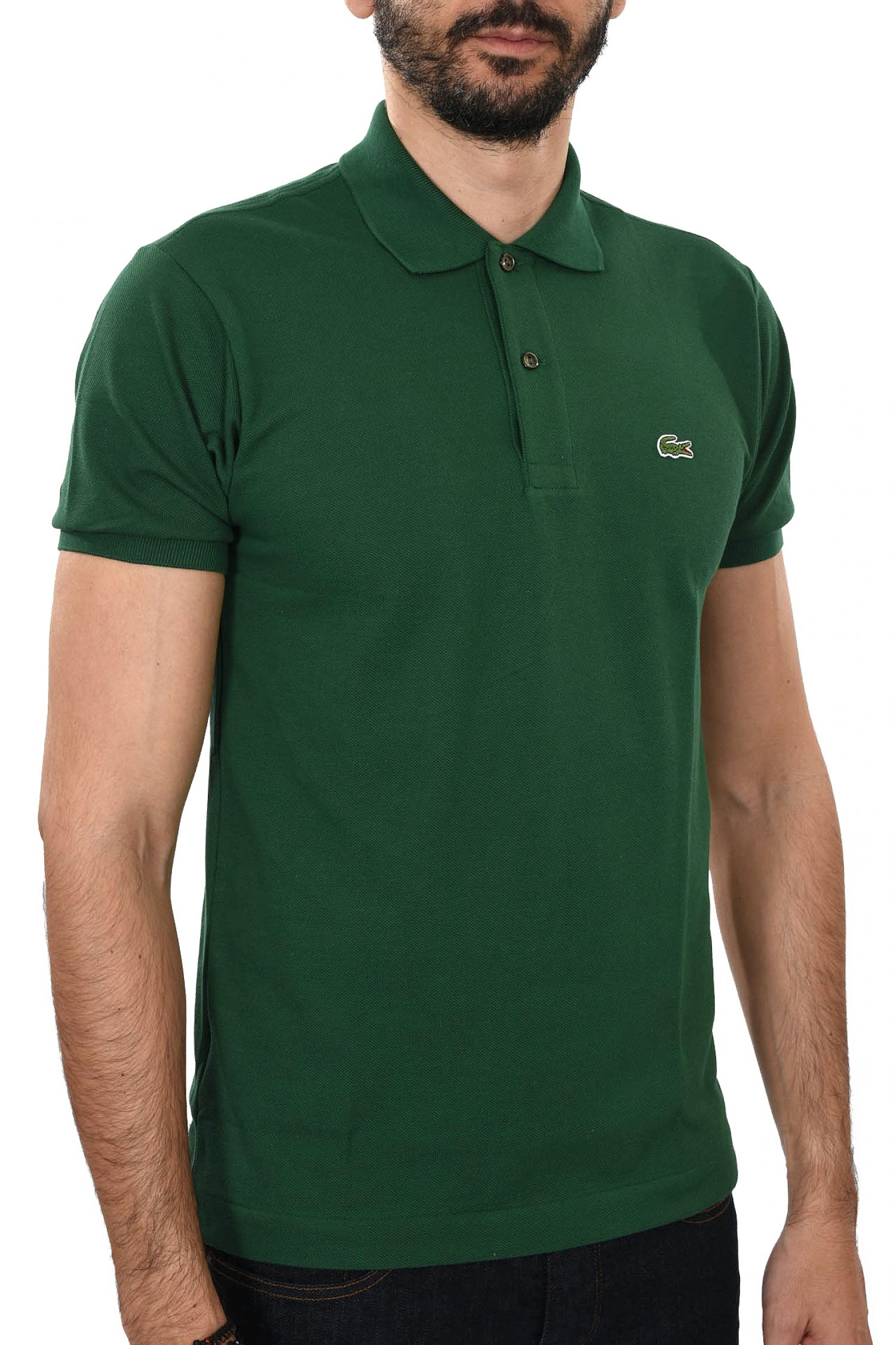 LACOSTE POLO CLASSIC FIT ΣΚΟΥΡΟ ΠΡΑΣΙΝΟ