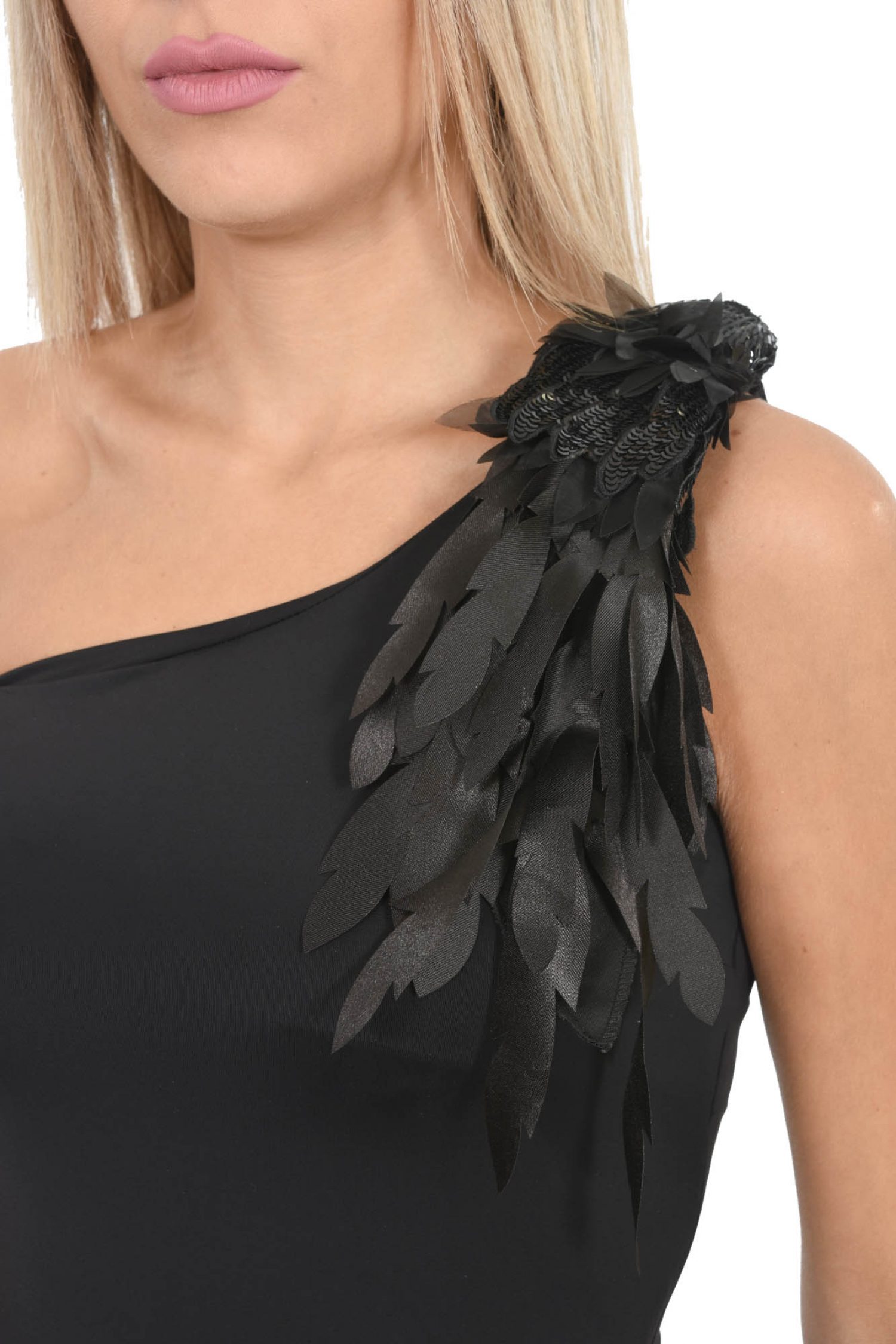 RELISH ΠΑΝΤΕΛΟΝΑ ΦΟΡΜΑ ΟΛΟΣΩΜΗ ONE SHOULDER POPPAN ΜΑΥΡΟ