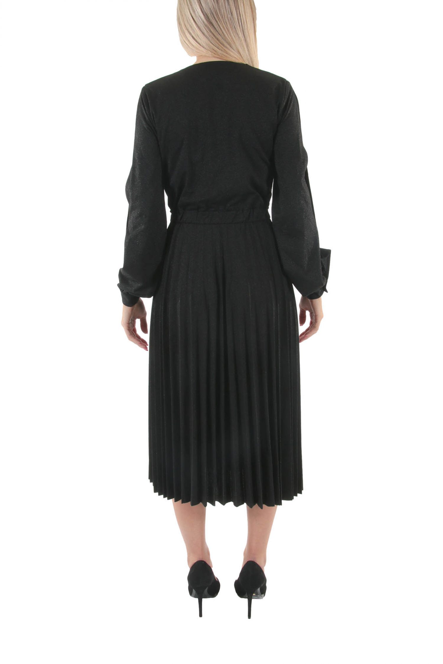 TRUSSARDI JEANS ΦΟΡΕΜΑ ΚΡΟΥΑΖΕ ΠΛΙΣΕ LUREX JERSEY ΜΑΥΡΟ φωτογραφία