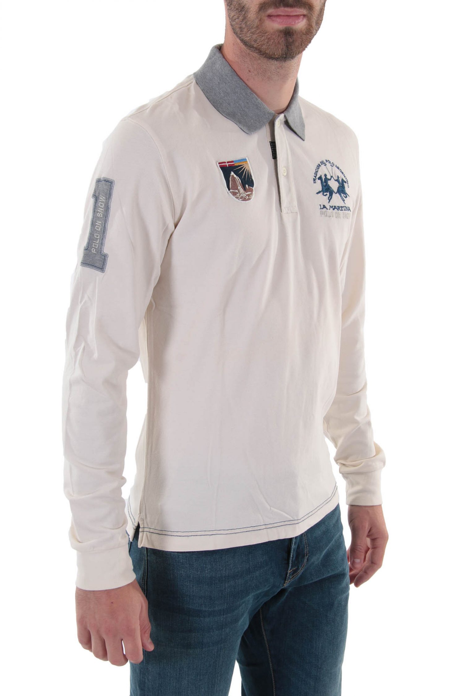 LA MARTINA POLO MM SNOW POLO SLIM FIT ΥΠΟΛΕΥΚΟ