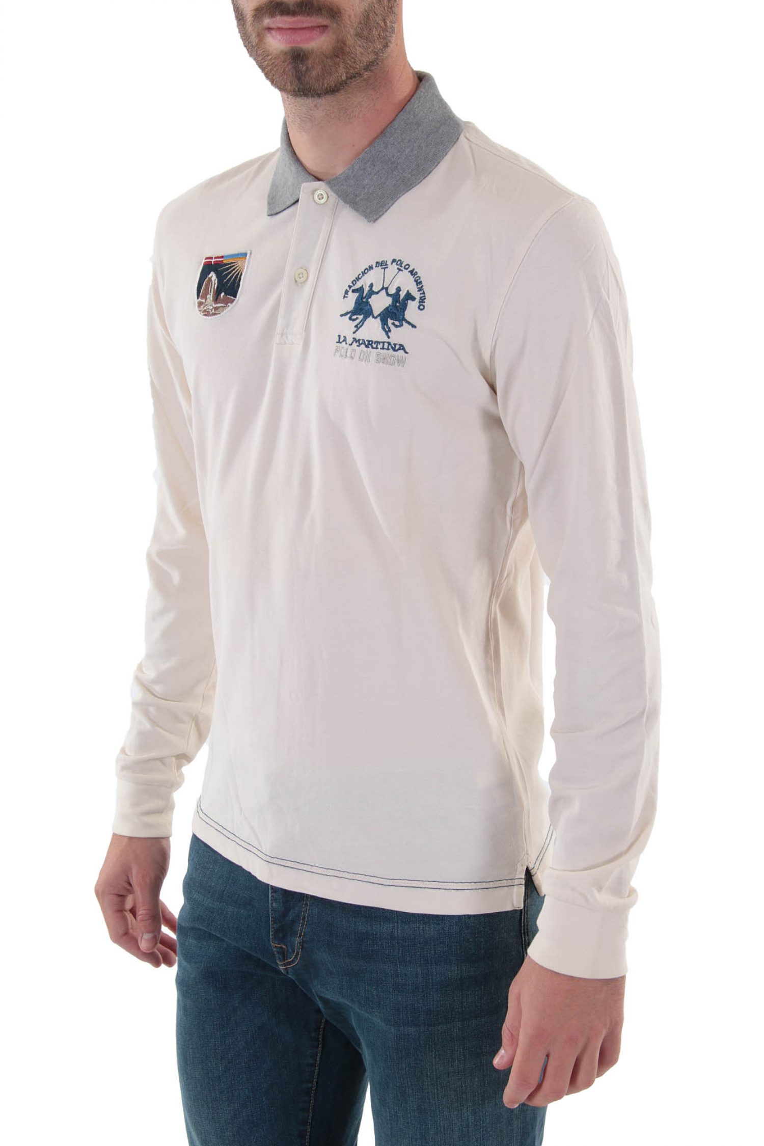 LA MARTINA POLO MM SNOW POLO SLIM FIT ΥΠΟΛΕΥΚΟ