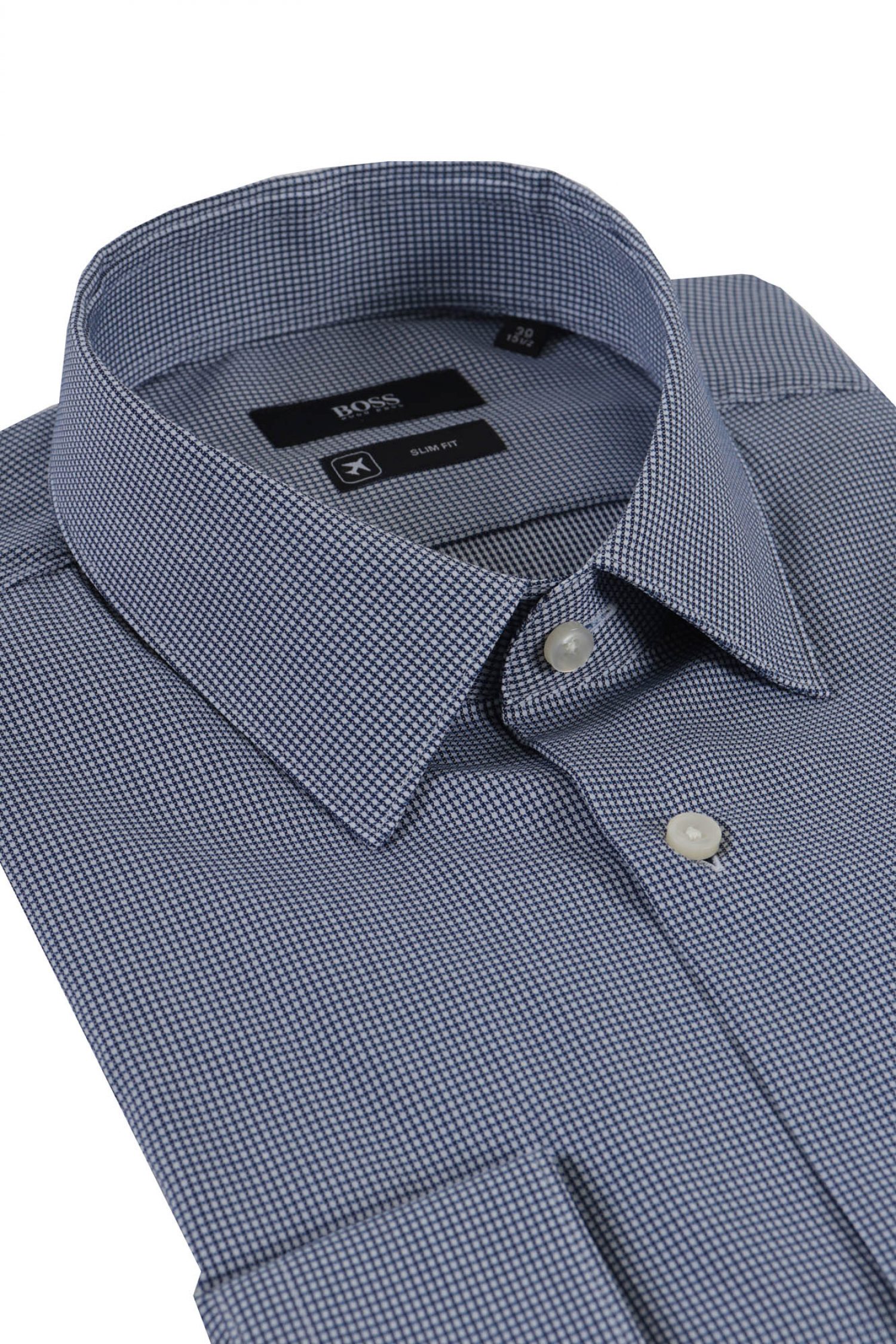 BOSS BUSINESS ΠΟΥΚΑΜΙΣΟ ΜΙΚΡΟ ΚΑΡΩ SLIM FIT TRAVELER ISKO ΜΠΛΕ φωτογραφία