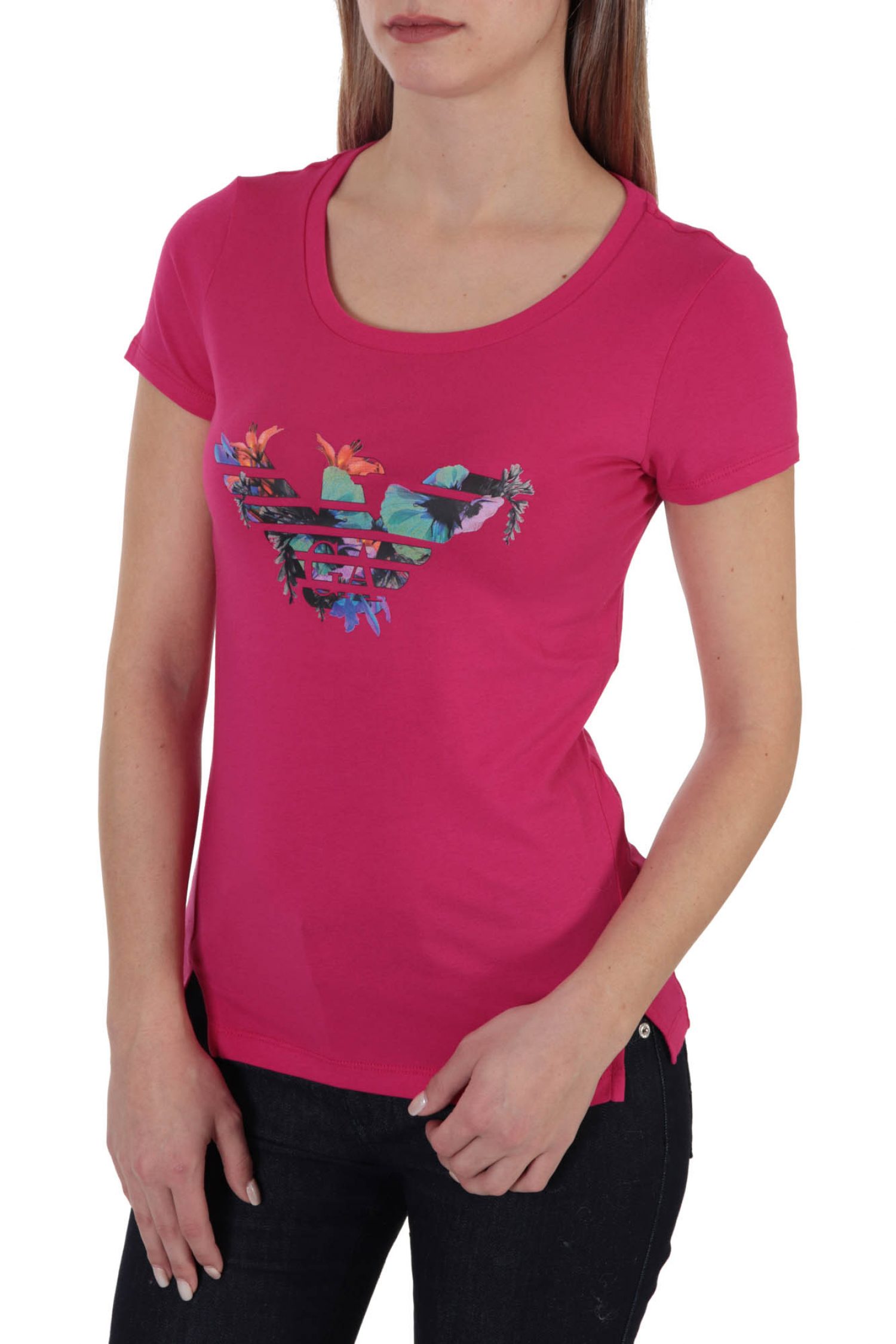 ARMANI 7 T-SHIRT LOGO ΦΟΥΞΙΑ φωτογραφία