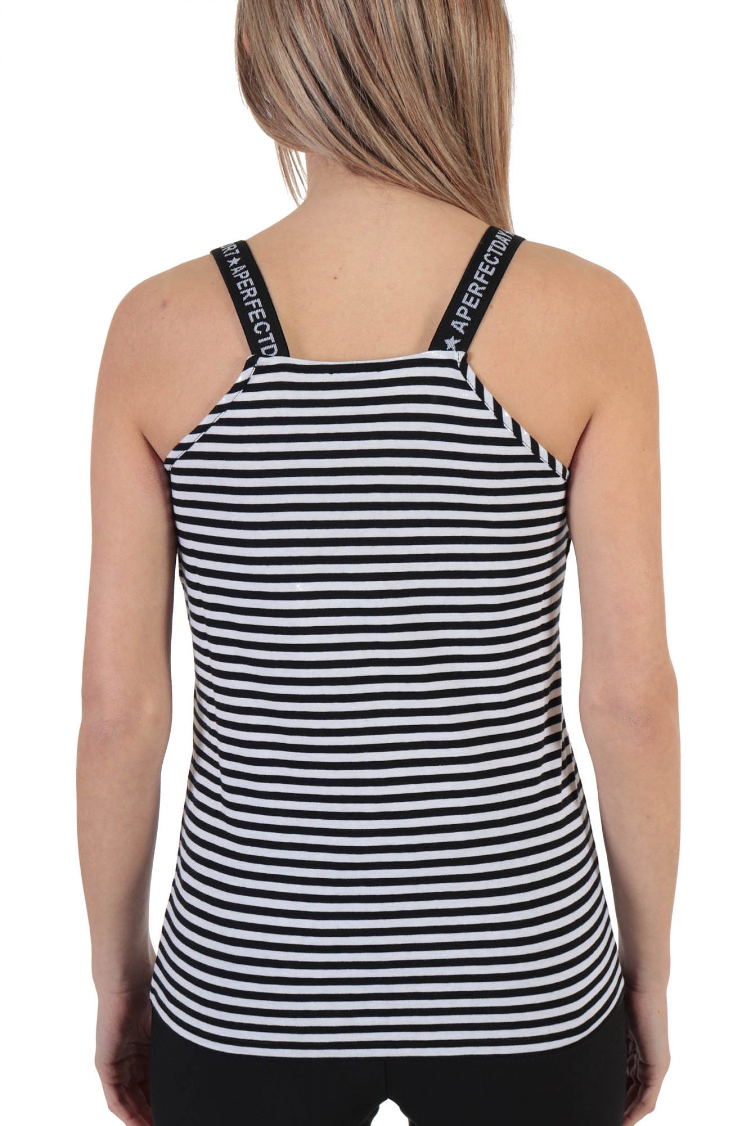 MARELLA SPORT TOP GABON ΠΑΡΤΟΙ ΩΜΟΙ ΤΙΡΑΝΤΑ LOGO ΡΙΓΕ ΜΑΥΡΟ φωτογραφία