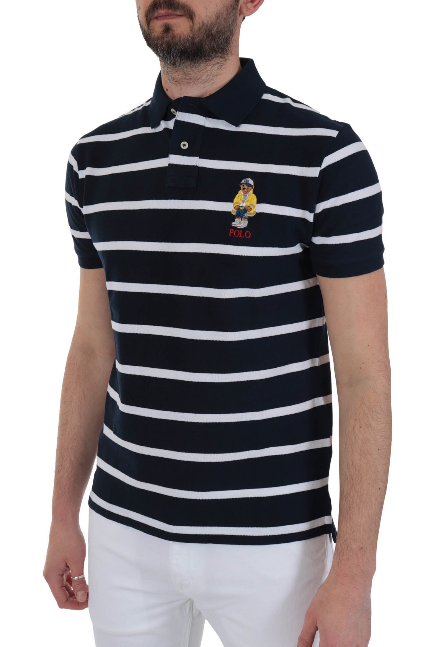 RALPH LAUREN POLO ΡΙΓΕ BEAR CUSTOM SLIM FIT ΜΠΛΕ