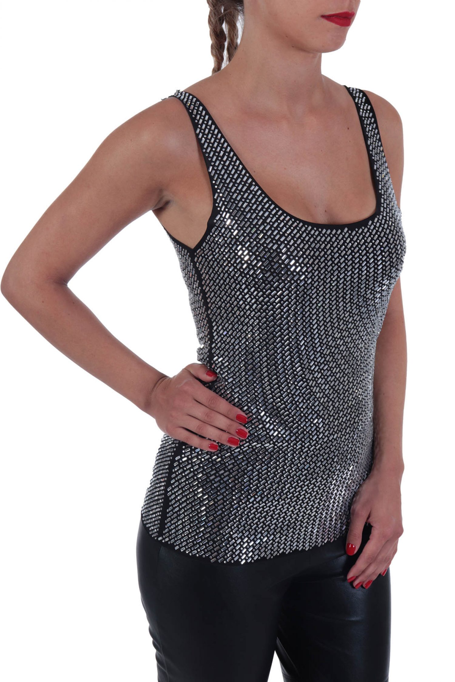 PINKO TOP BUFERA CANOTA ΚΡΥΣΤΑΛΛΑΚΙΑ ΜΑΥΡΟ