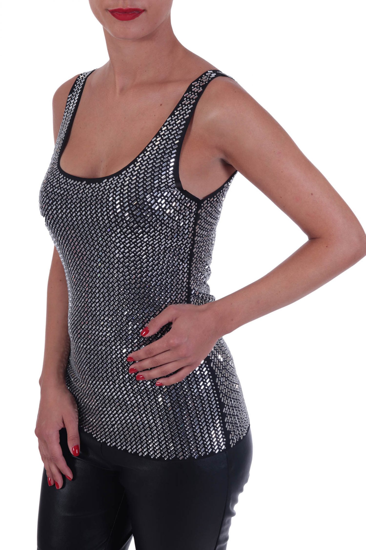 PINKO TOP BUFERA CANOTA ΚΡΥΣΤΑΛΛΑΚΙΑ ΜΑΥΡΟ