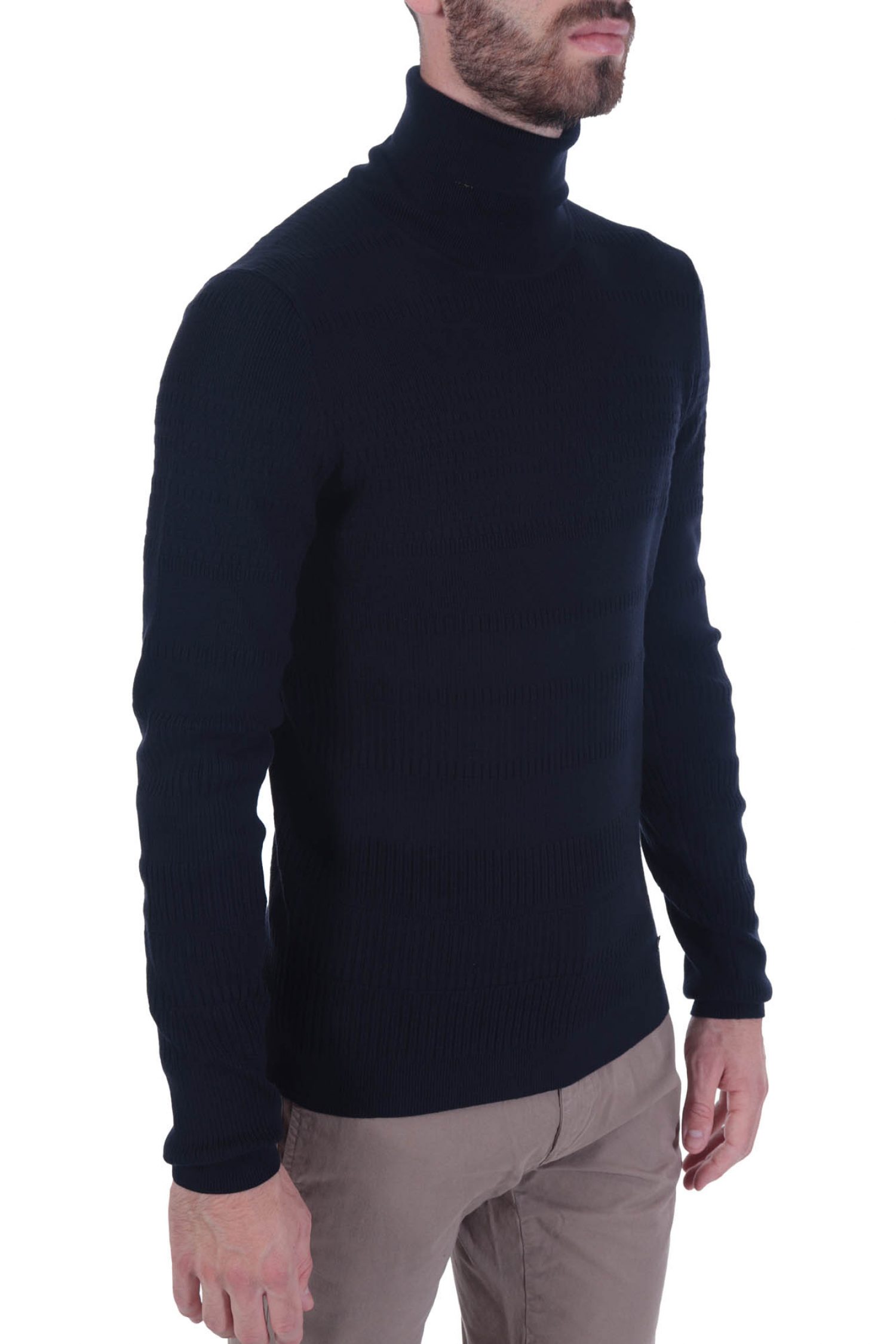 HUGO ΠΛΕΚΤΟ ROLLNECK SMAXIMO ΜΠΛΕ