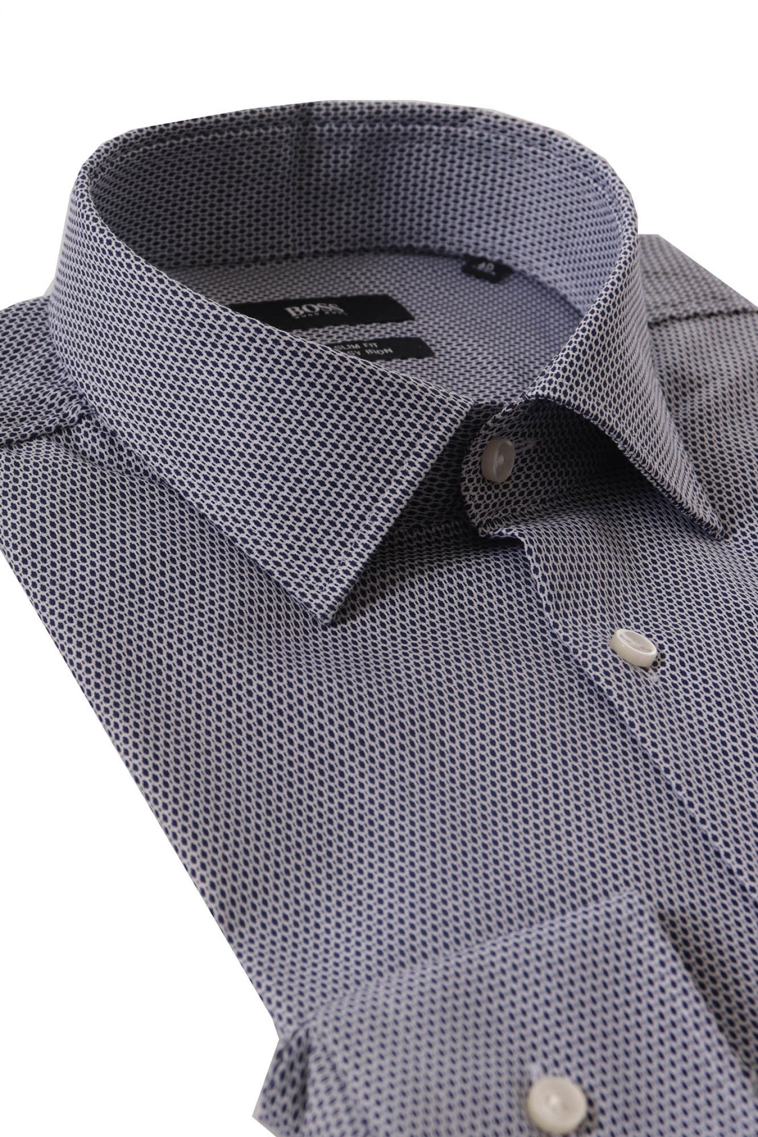 BOSS ΠΟΥΚΑΜΙΣΟ JENNO SLIM FIT EASY IRON ΜΙΚΡΟΣΧΕΔΙΟ ΜΠΛΕ φωτογραφία