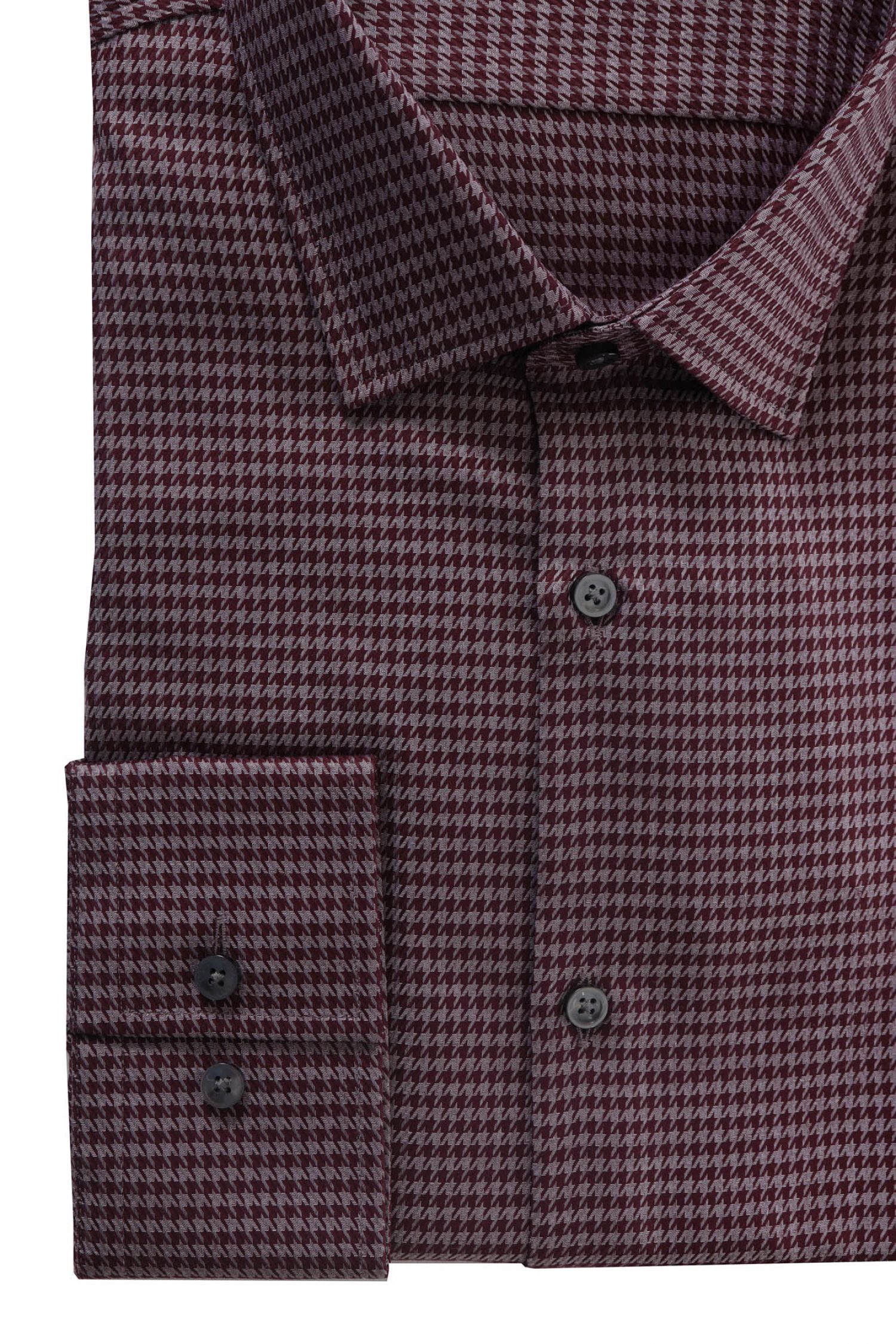 BOSS ΠΟΥΚΑΜΙΣΟ JENNO SLIM FIT ΜΙΚΡΟΣΧΕΔΙΟ ΜΠΟΡΝΤΩ φωτογραφία