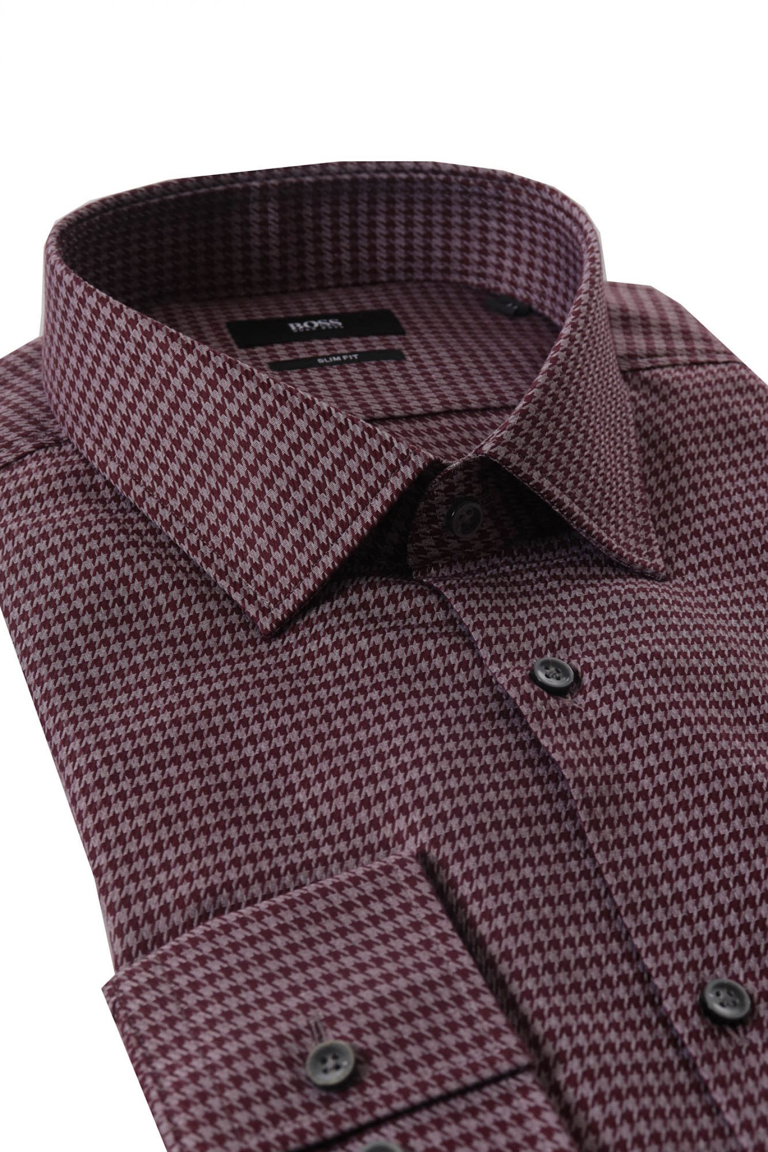 BOSS ΠΟΥΚΑΜΙΣΟ JENNO SLIM FIT ΜΙΚΡΟΣΧΕΔΙΟ ΜΠΟΡΝΤΩ φωτογραφία