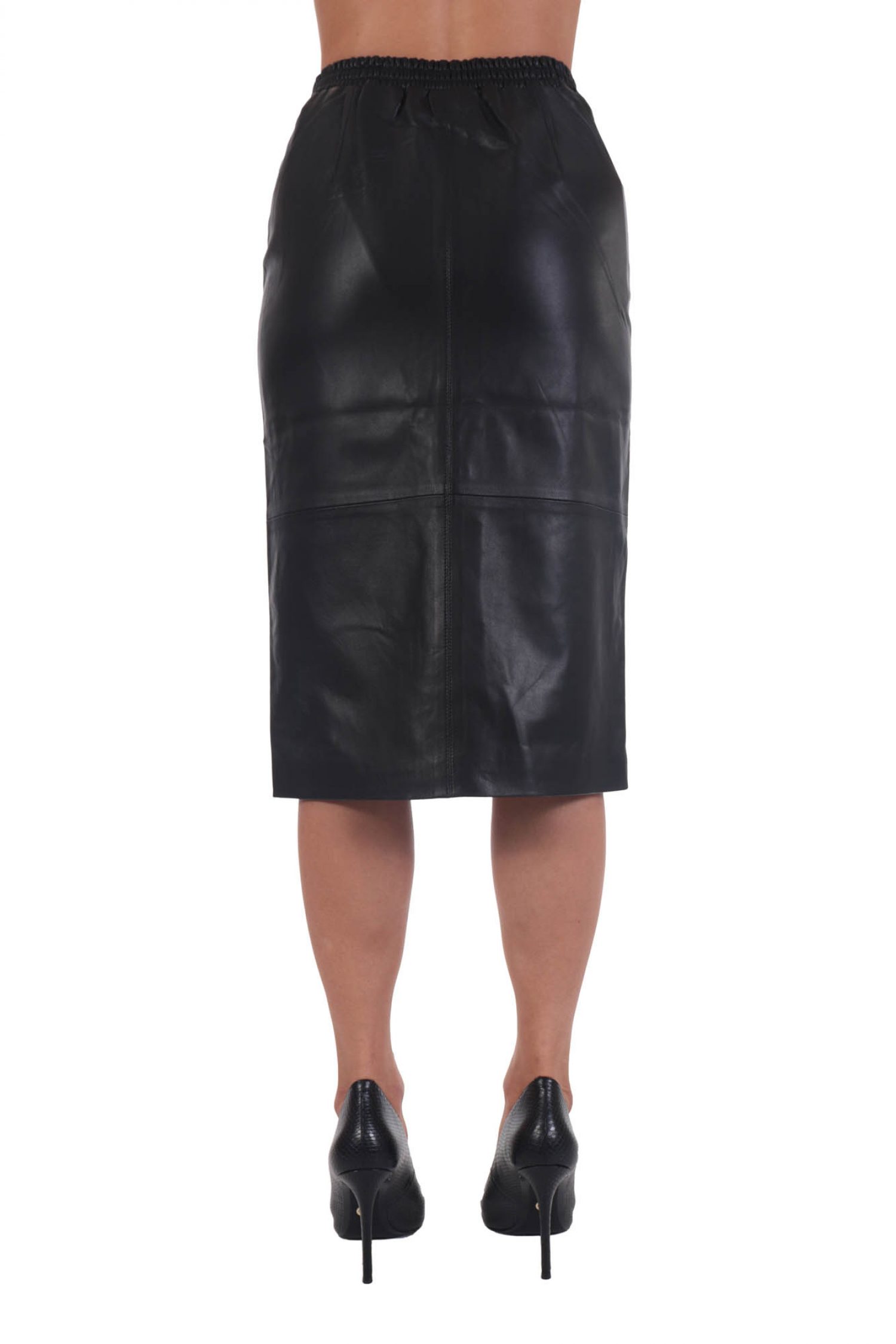 KARL LAGERFELD ΦΟΥΣΤΑ PENSIL LEATHER SKIRT W/SNAPS ΜΑΥΡΟ φωτογραφία
