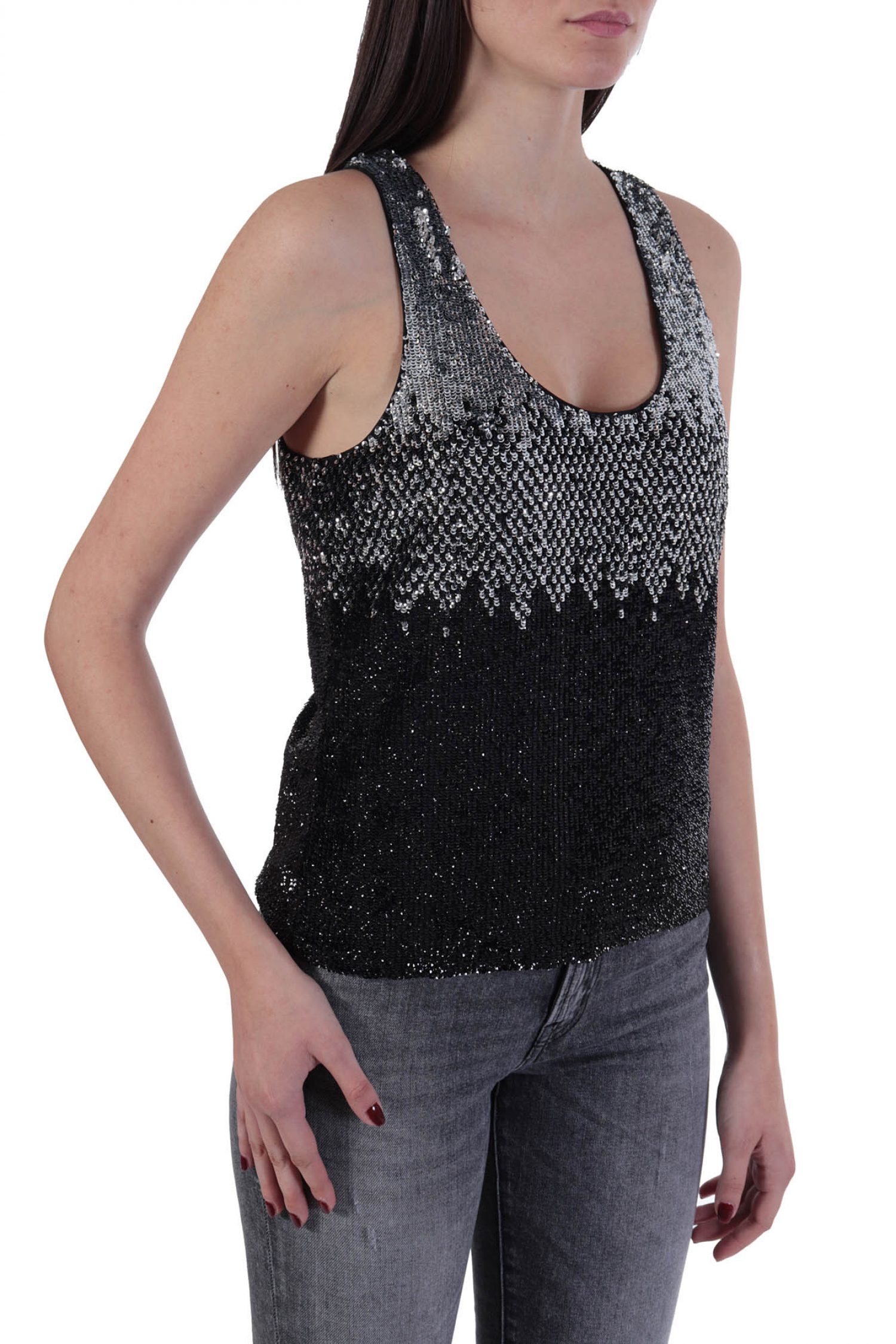 PINKO TOP DINKO ΠΑΓΙΕΤΑ ΑΣΗΜΙ/ΜΑΥΡΟ