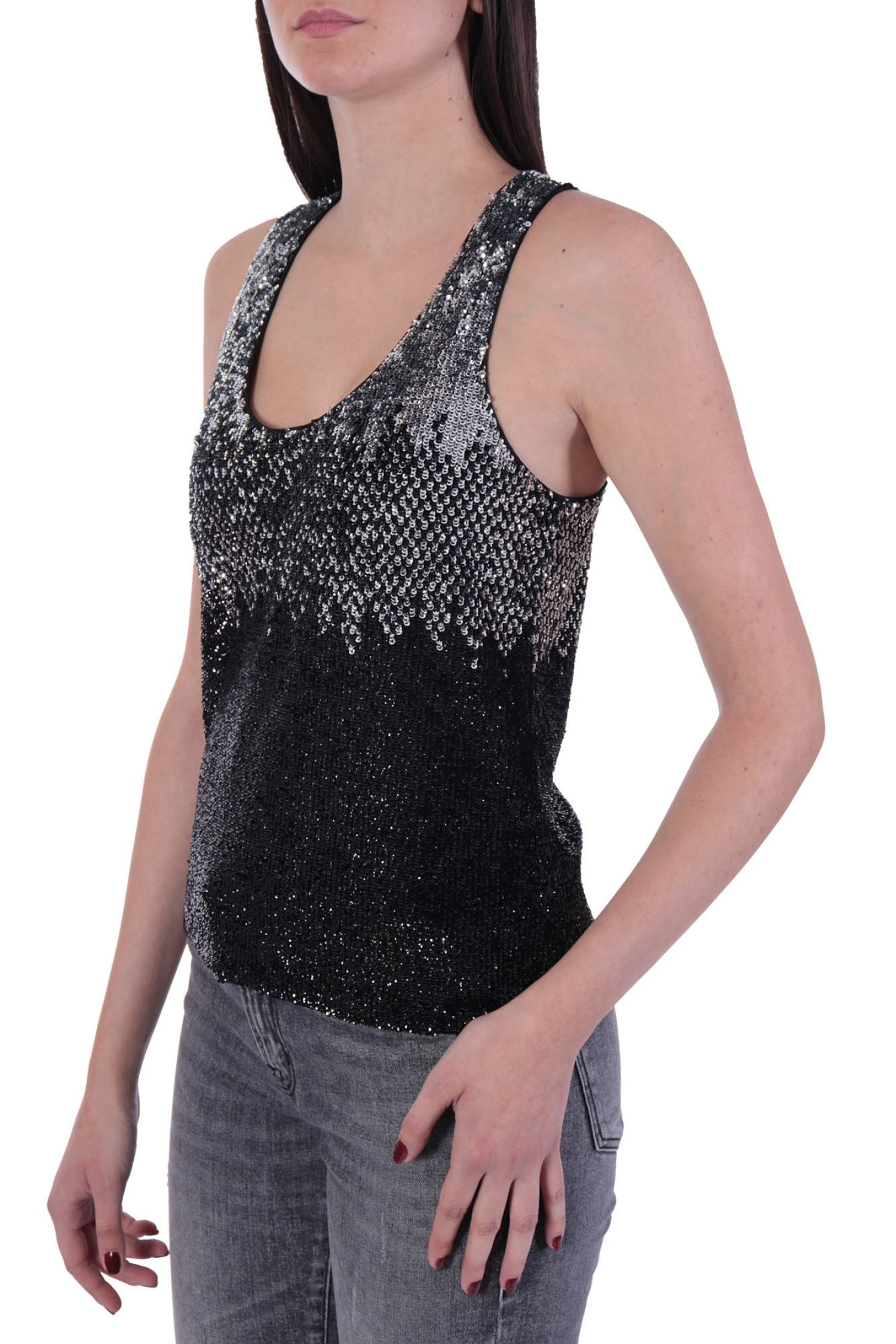 PINKO TOP DINKO ΠΑΓΙΕΤΑ ΑΣΗΜΙ/ΜΑΥΡΟ