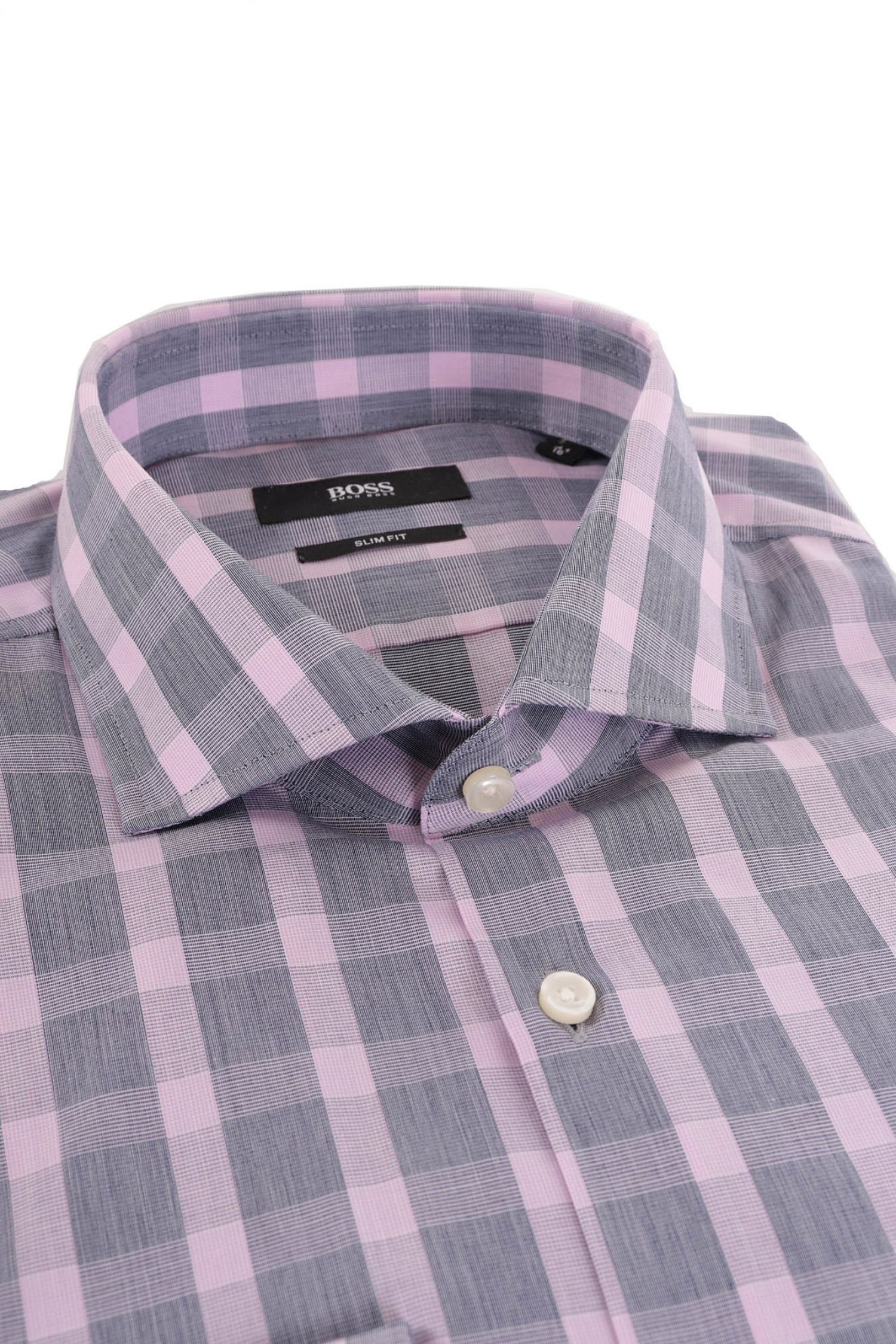 BOSS ΠΟΥΚΑΜΙΣΟ SLIM FIT ΜΕΓΑΛΟ ΚΑΡΩ JASON ΡΟΖ