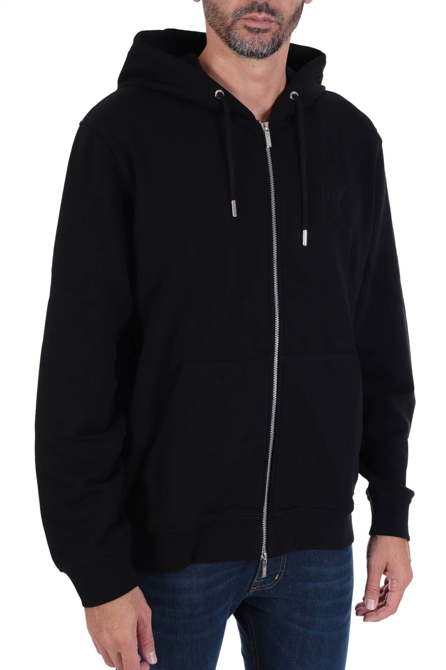 KARL LAGERFELD ΦΟΥΤΕΡ FULL ZIP HOODIE LOGO ΜΑΥΡΟ