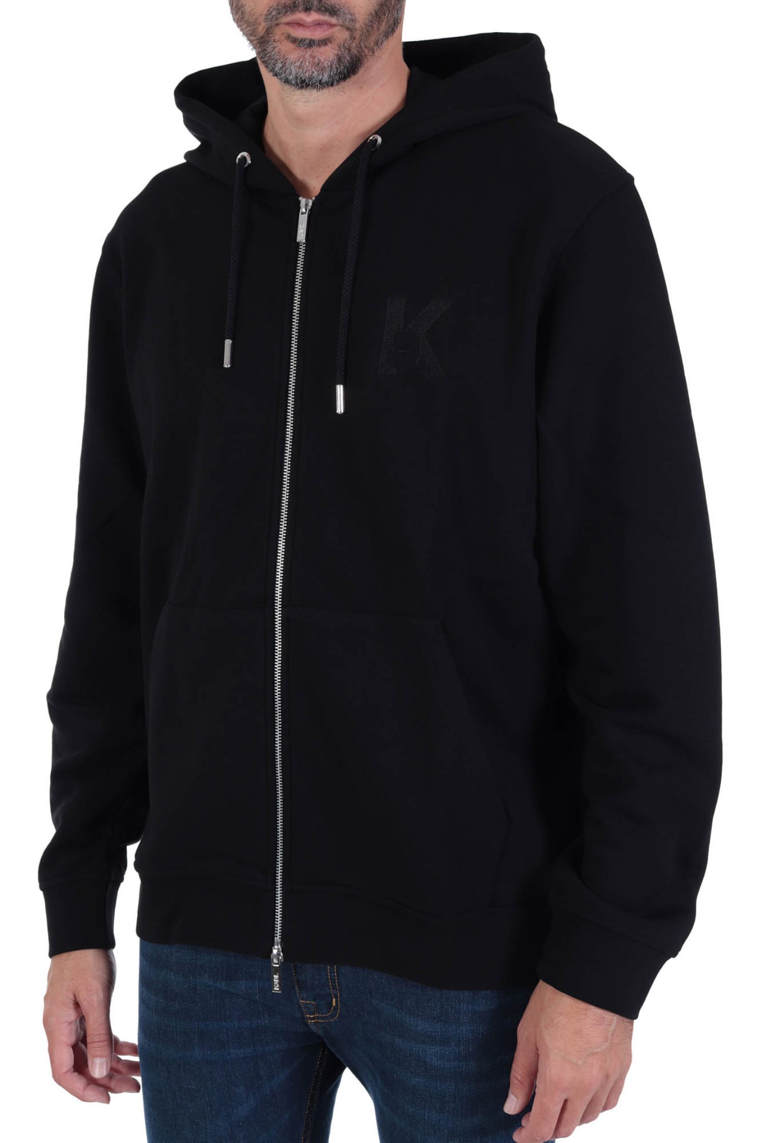KARL LAGERFELD ΦΟΥΤΕΡ FULL ZIP HOODIE LOGO ΜΑΥΡΟ φωτογραφία
