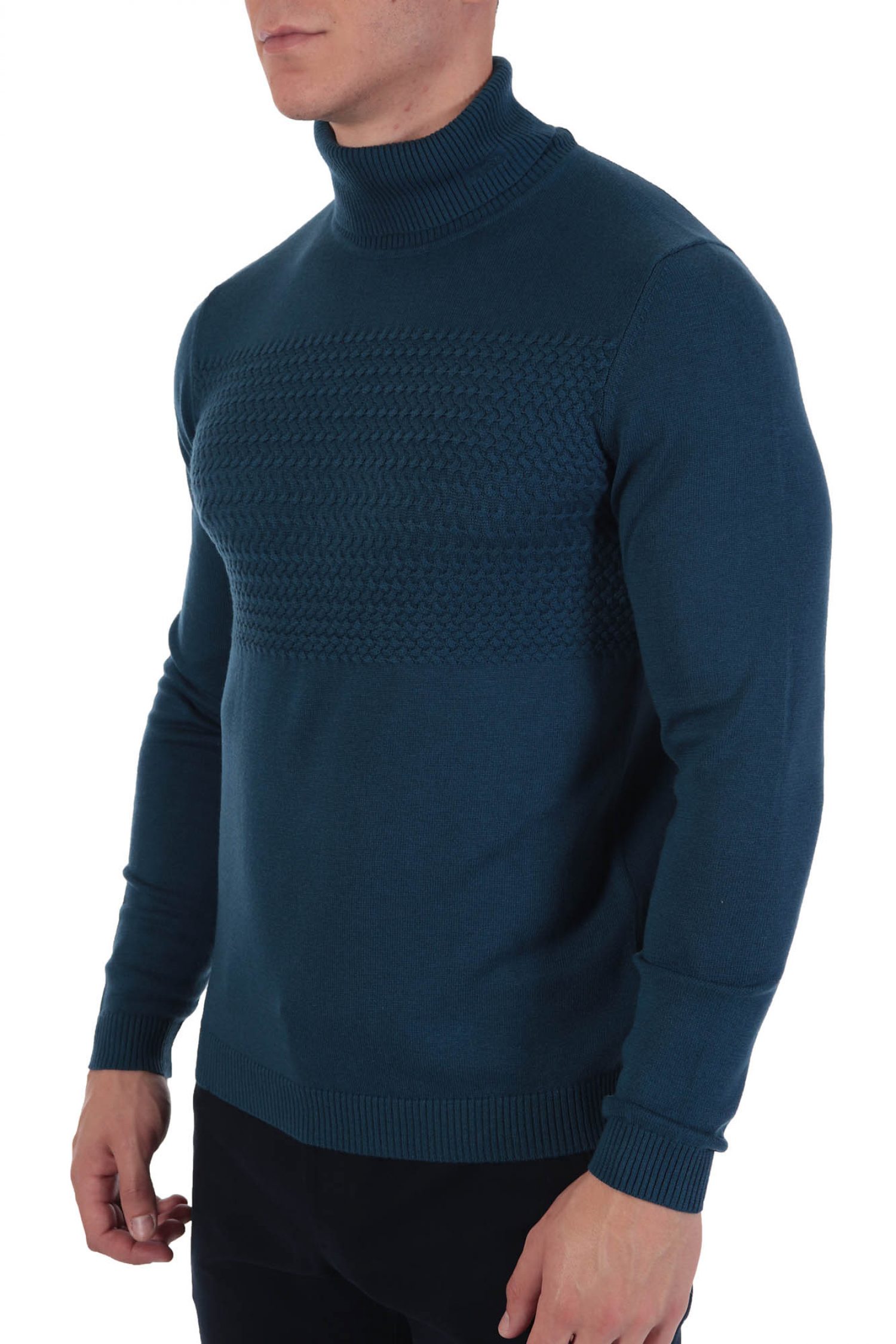 HUGO ΠΛΕΚΤΟ ROLLNECK SISEONO ΡΑΦ ΜΠΛΕ