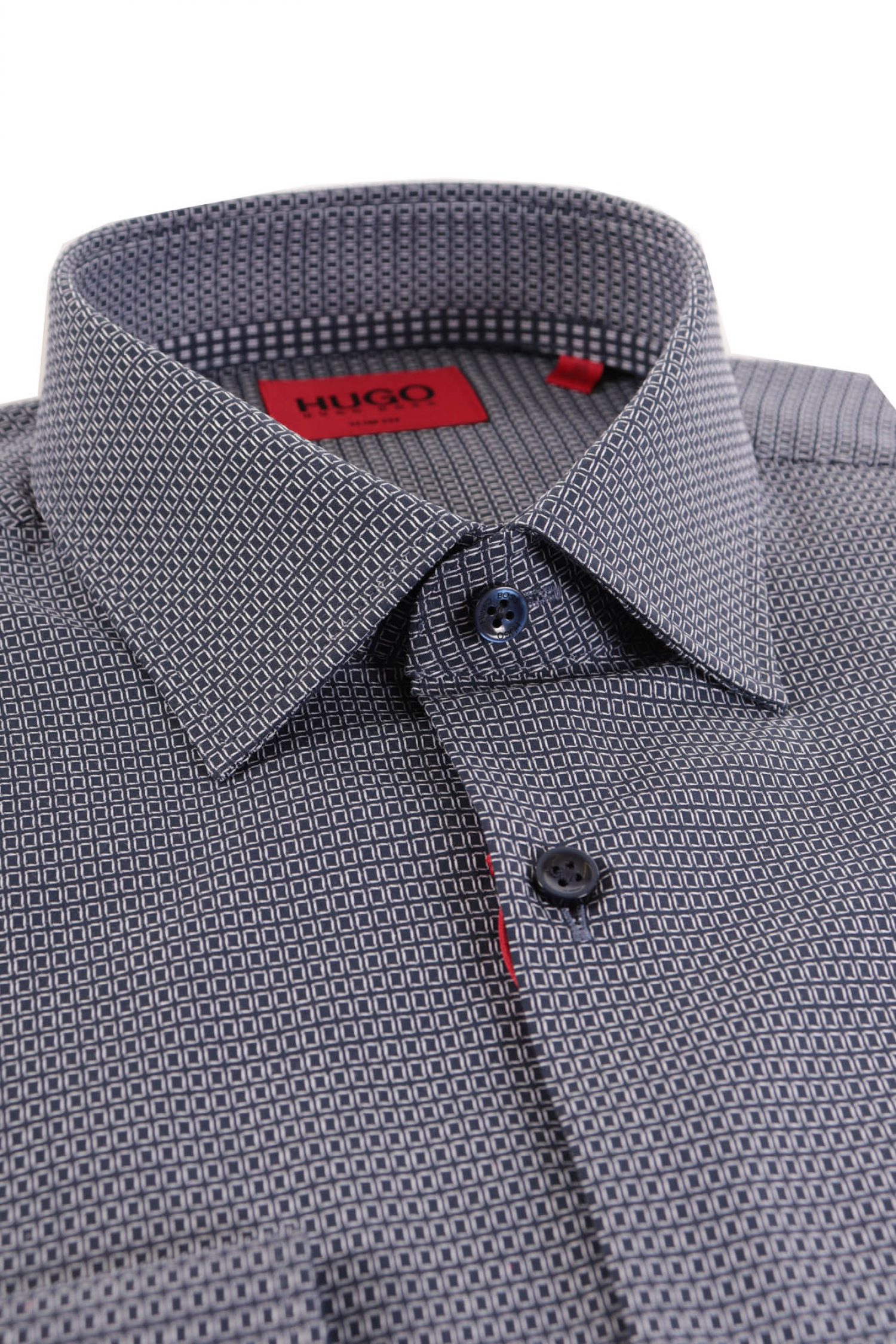 HUGO ΠΟΥΚΑΜΙΣΟ KOEY SLIM FIT ΜΙΚΡΟΣΧΕΔΙΟ ΜΠΛΕ φωτογραφία