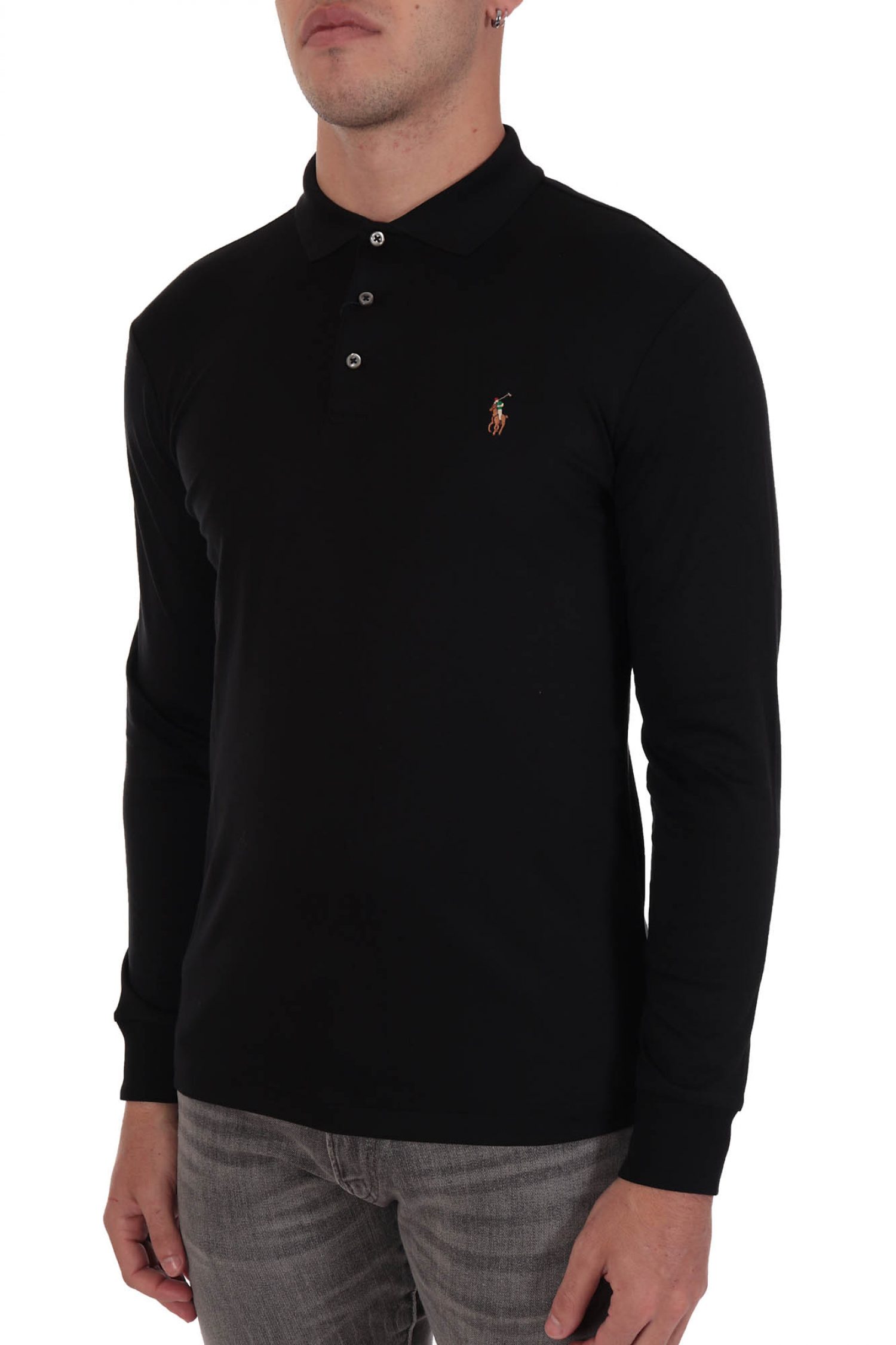 RALPH LAUREN POLO CUSTOM SLIM FIT ΜΑΥΡΟ