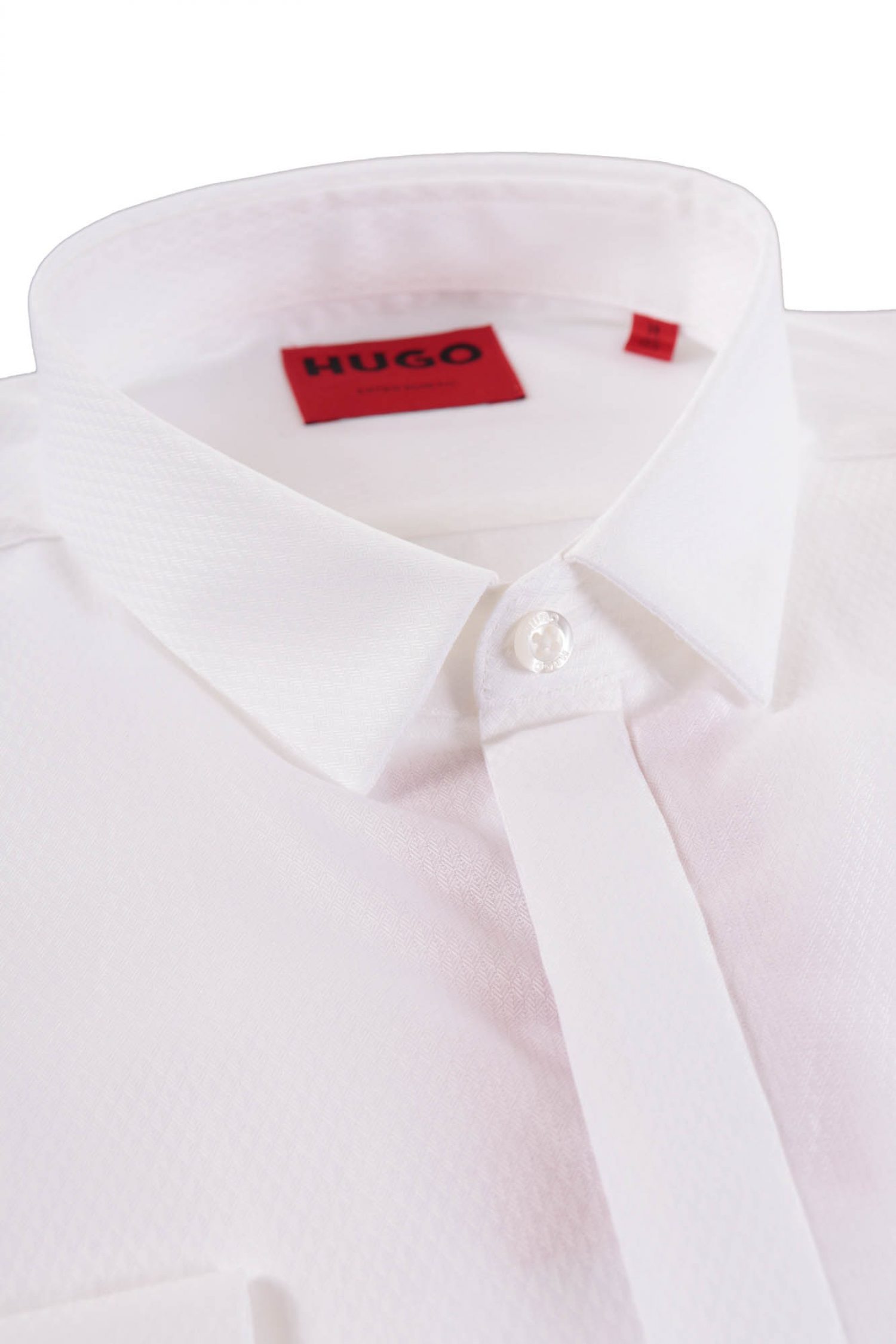 HUGO ΠΟΥΚΑΜΙΣΟ ΜΕ ΔΙΠΛΗ ΜΑΝΣΕΤΑ ΜΙΚΡΟΣΧΕΔΙΟ EXTRA SLIM FIT ΕJINAR ΛΕΥΚΟ