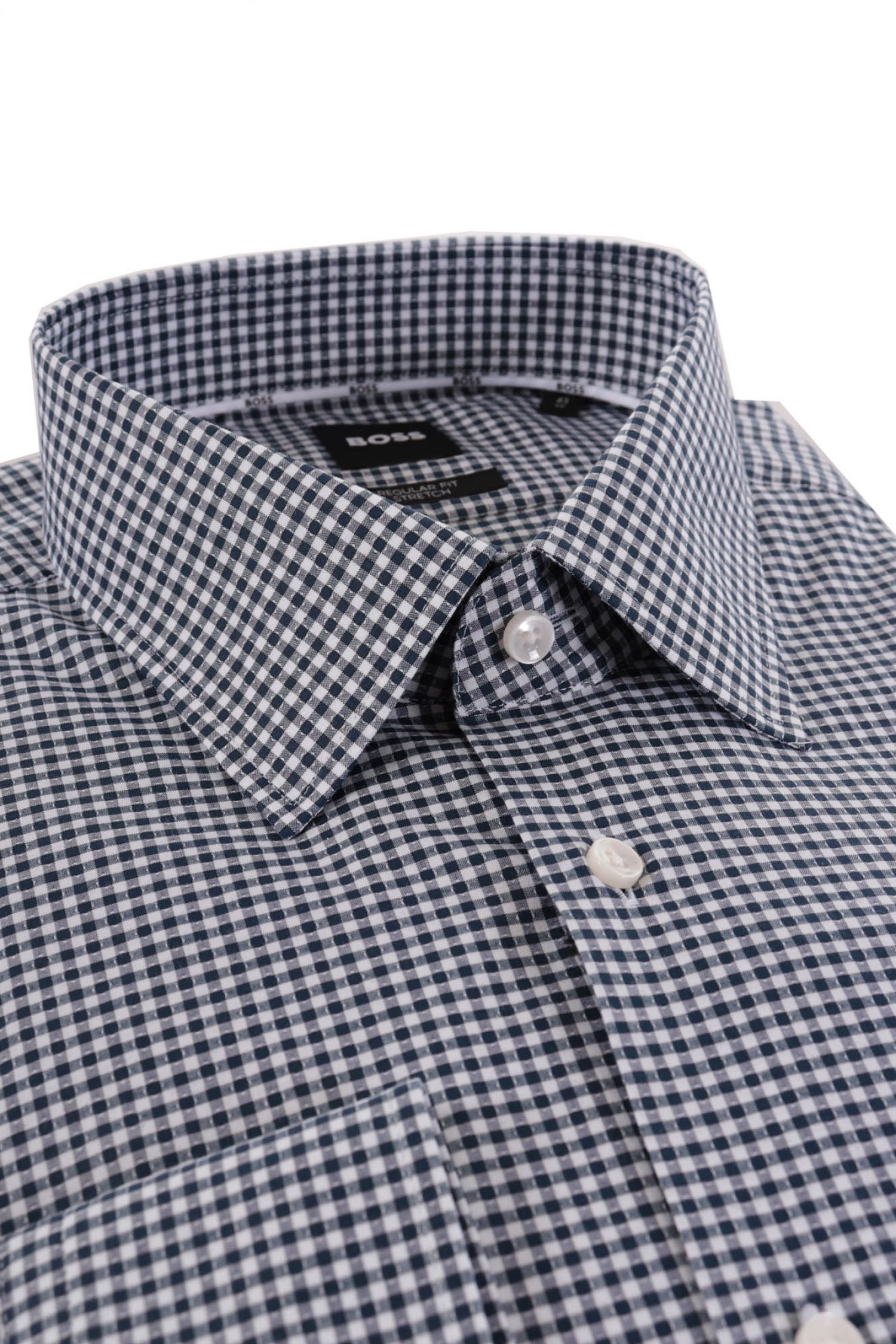 BOSS ΠΟΥΚΑΜΙΣΟ REGULAR FIT STRETCH ΚΑΡΩ H-JOE-KENT-C1-214 ΜΠΛΕ