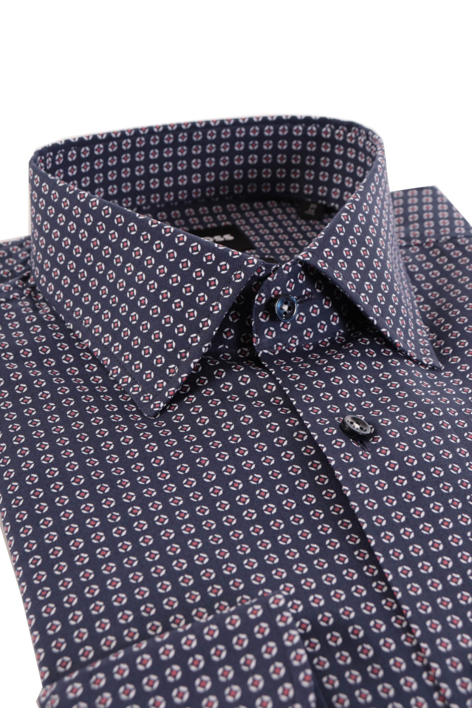 BOSS ΠΟΥΚΑΜΙΣΟ ΜΙΚΡΟΣΧΕΔΙΟ SLIM FIT STRETCH H-HANK-S-KENT-214 ΜΠΛΕ-ΜΠΟΡΝΤΩ φωτογραφία