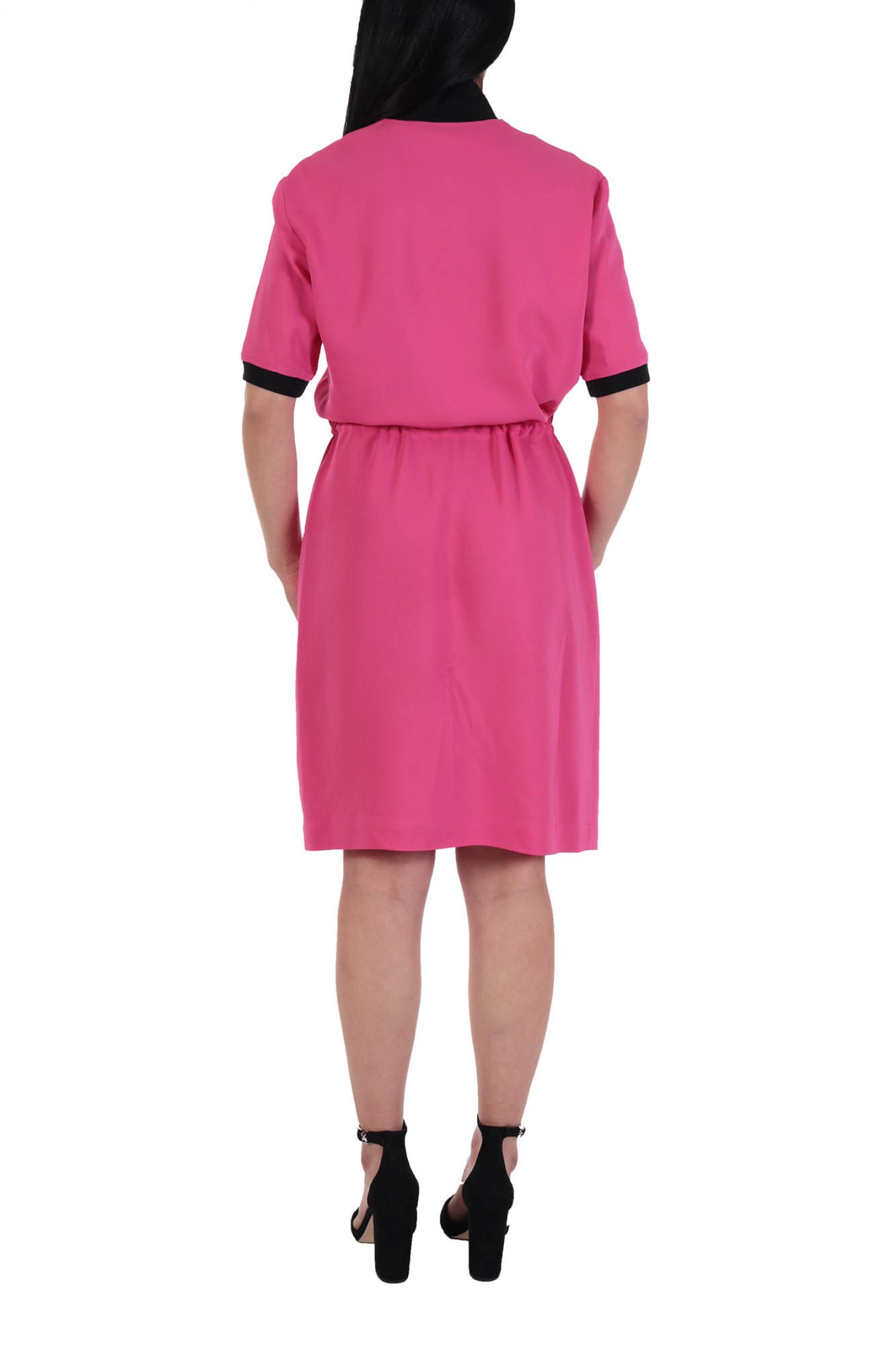 KARL LAGERFELD ΦΟΡΕΜΑ CADY DRESS DRAWCORD WAIST ZIP ΚΟΡΔΟΝΙ ΜΕΣΗ ΦΟΥΞΙΑ φωτογραφία