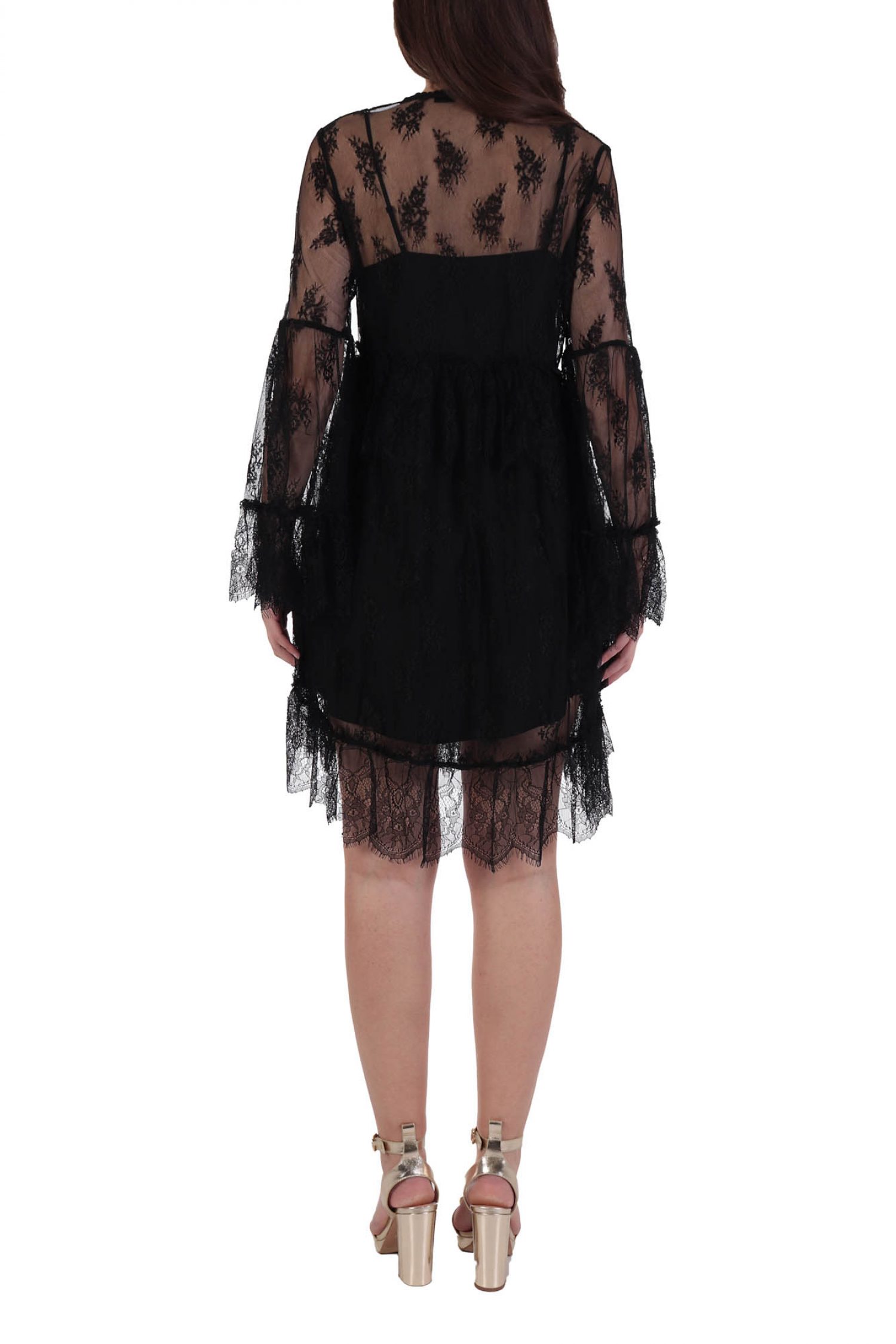 PINKO ΦΟΡΕΜΑ ANGUILLARA ΔΑΝΤΕΛΑ ΔΙΑΦΑΝΕΙΑ ΒΟΛΑΝ ΜΑΥΡΟ φωτογραφία